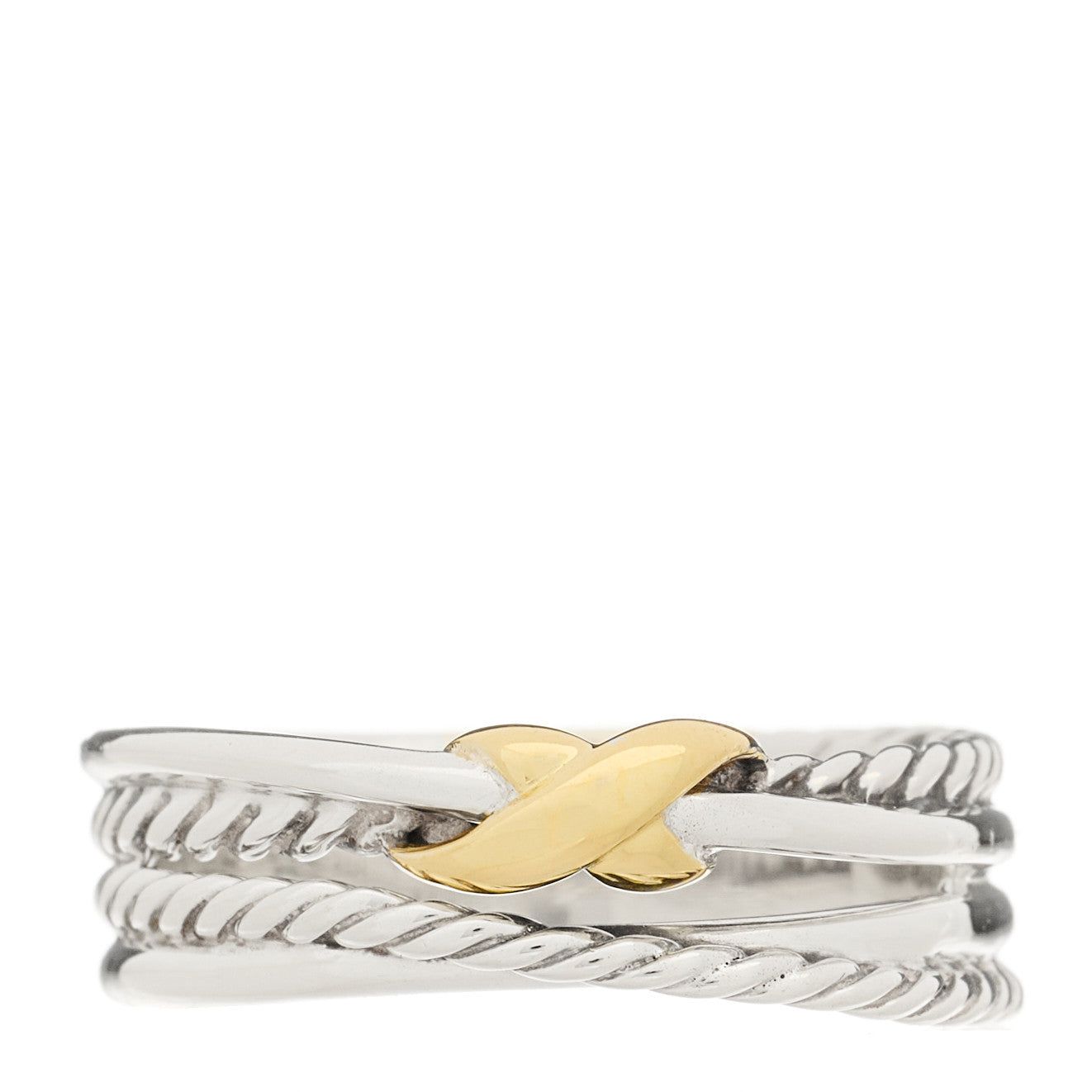 Sterling Silver 18K Yellow Gold 6mm X Crossover Ring 56 7.5