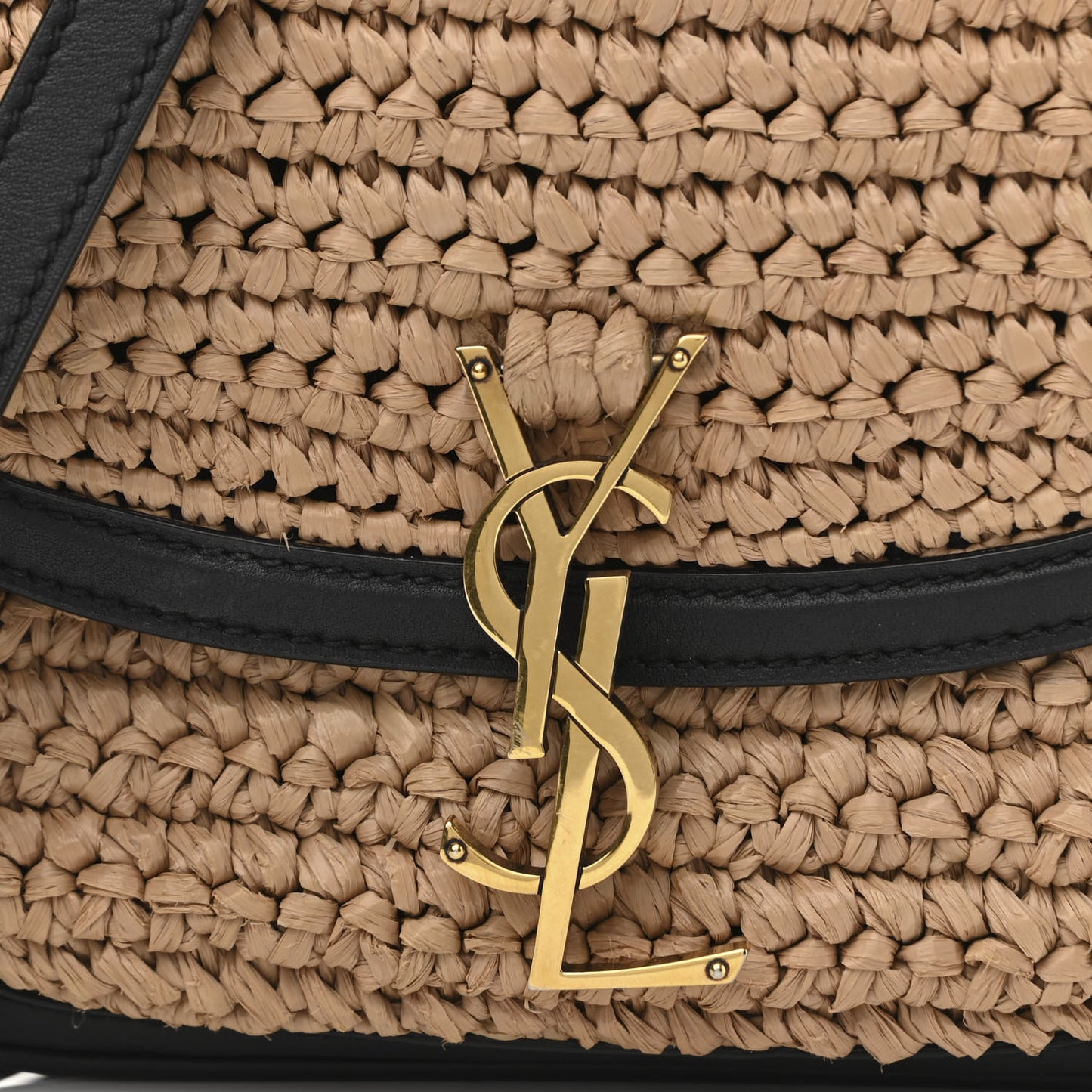 Woven Raffia Monogram Kaia Satchel Tan