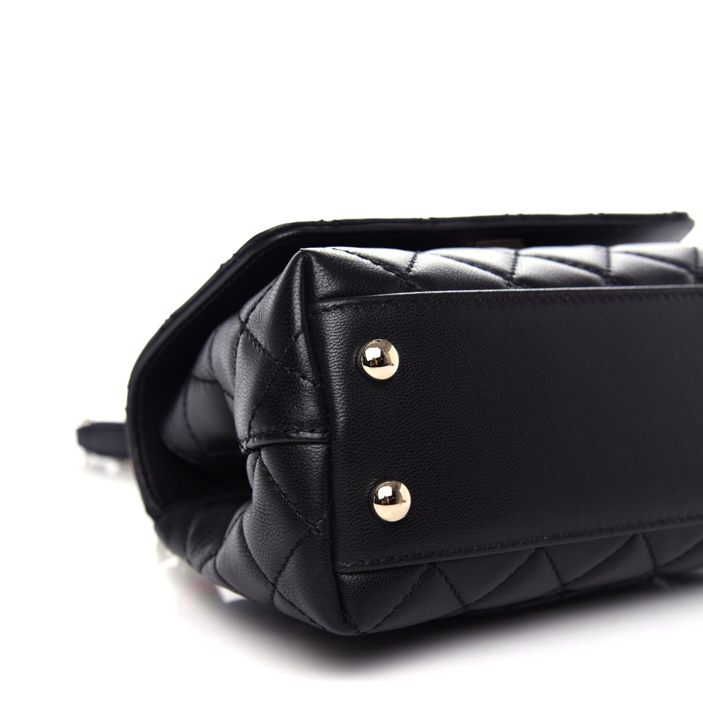 Goatskin Quilted Rainbow Extra Mini Coco Handle Flap Black