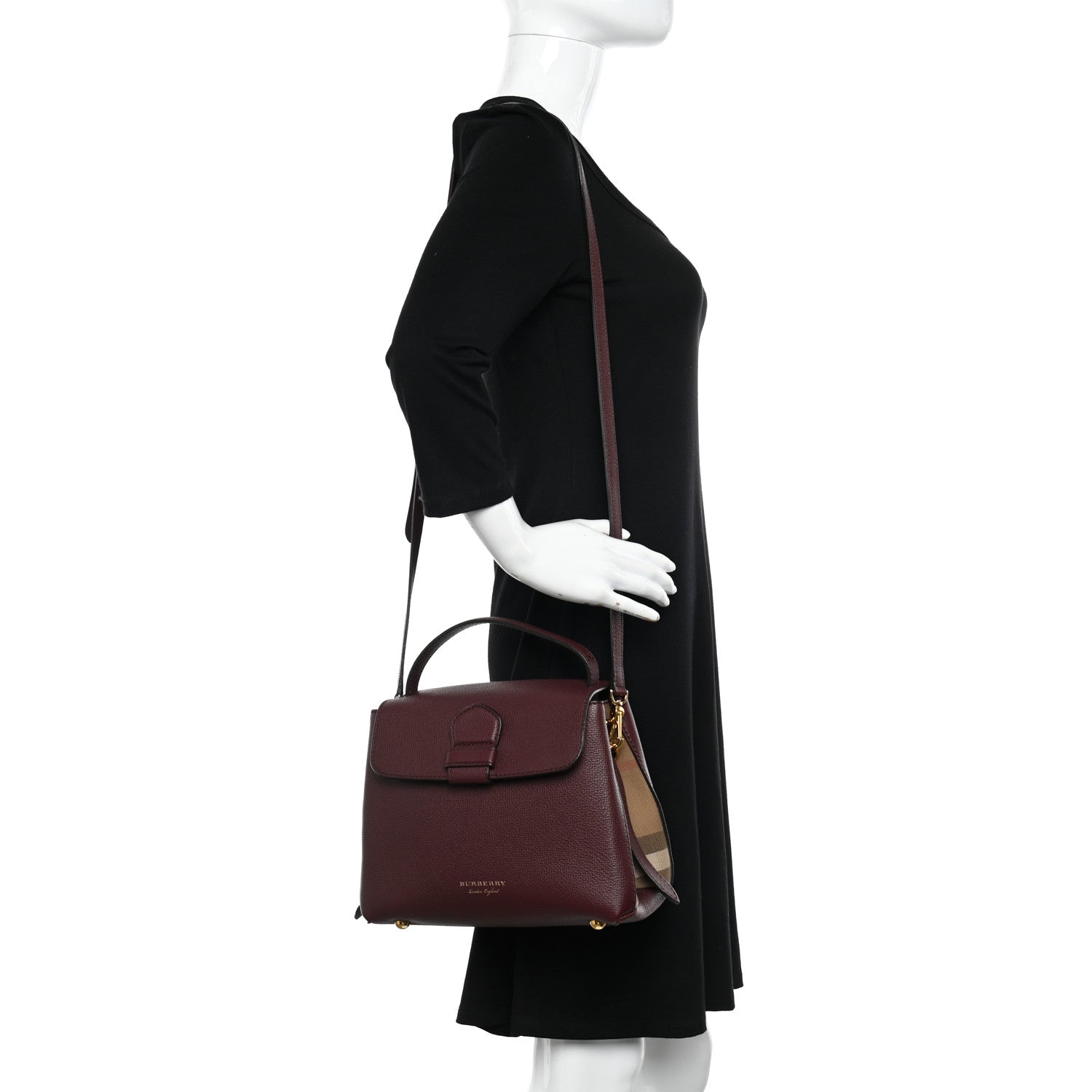 Burberry Derby Calfskin House Check Small Camberley Mahogany Red 2 of 12