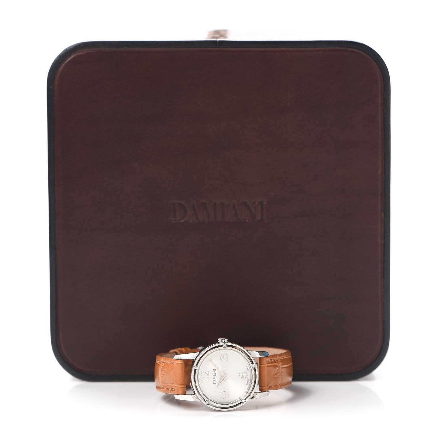Damiani Stainless Steel Crocodile Diamond 28mm 5P D-Side Quartz Watch Camel 5 of 5