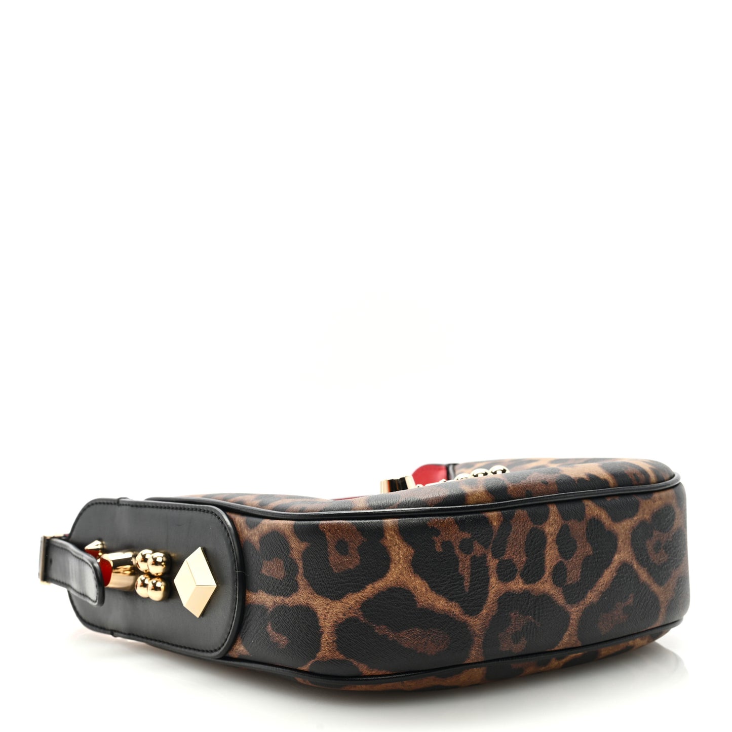 Calfskin Leopard Print Mini Carasky Shoulder Bag Black