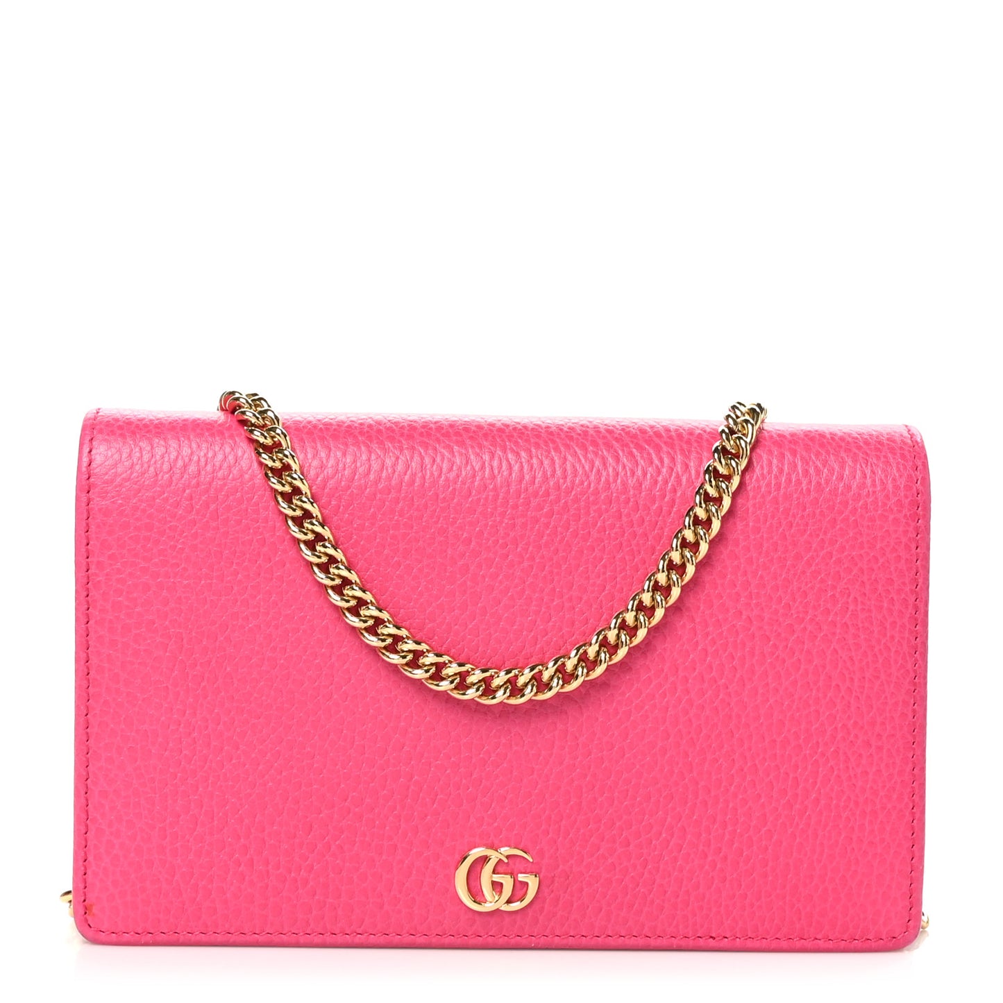 Dollar Calfskin Mini GG Marmont Chain Wallet Box Pink
