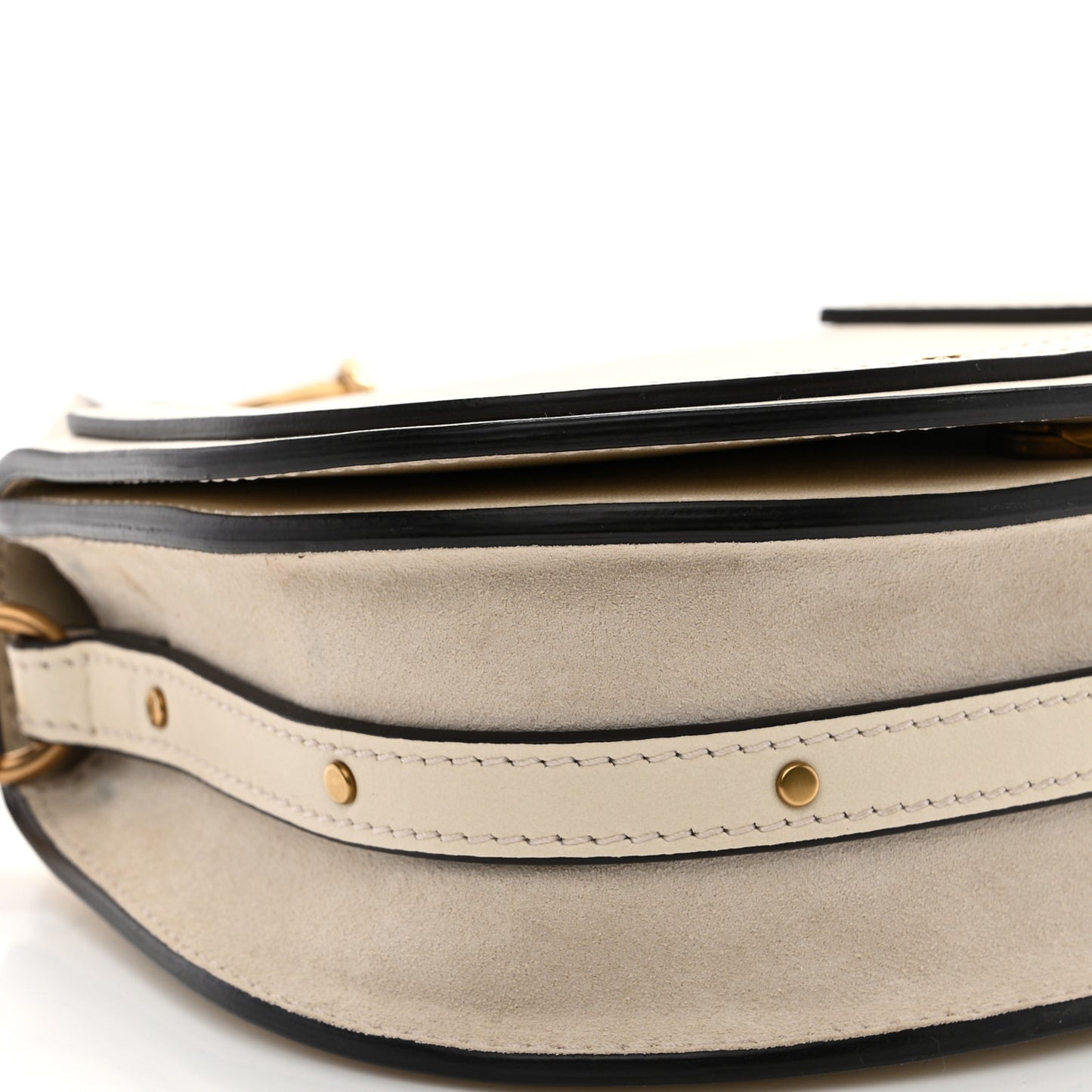 Calfskin Suede Small Nile Bracelet Bag Off White