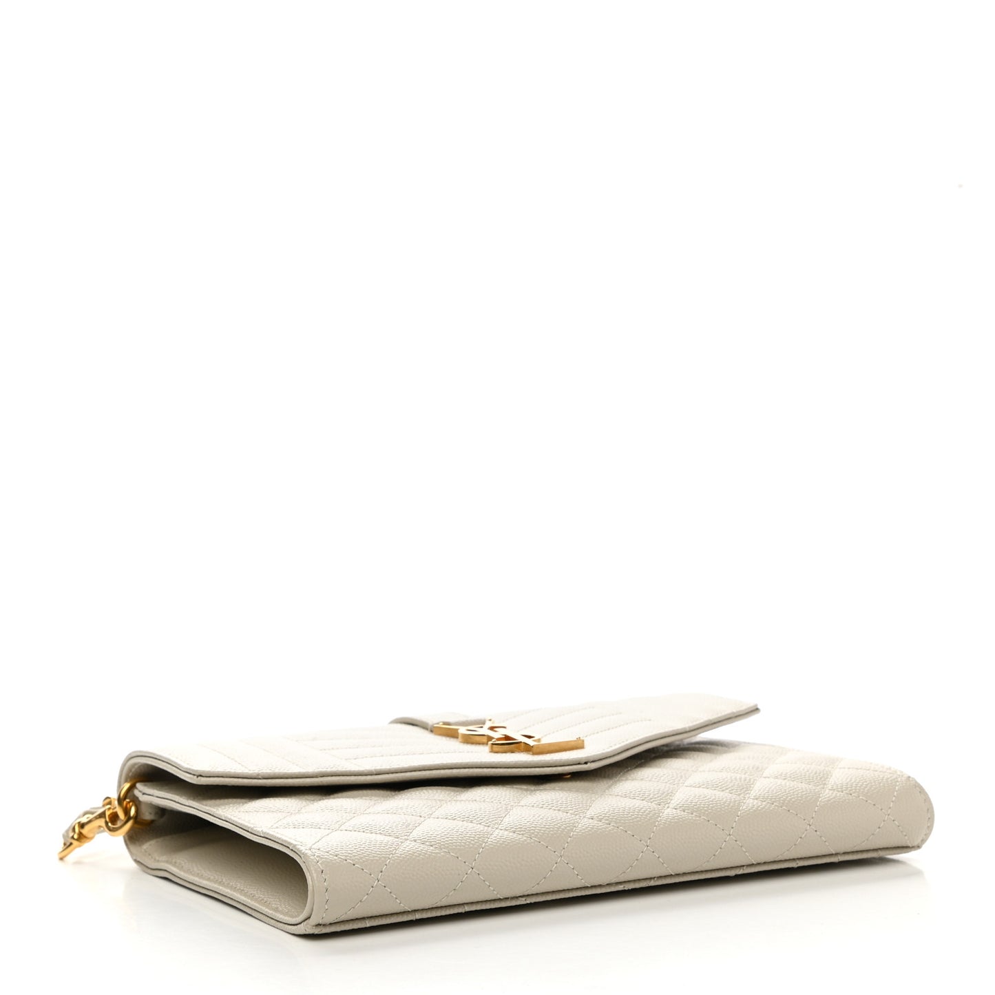 Grain De Poudre Textured Mixed Matelasse Triquilt Monogram Clutch Blanc Vintage