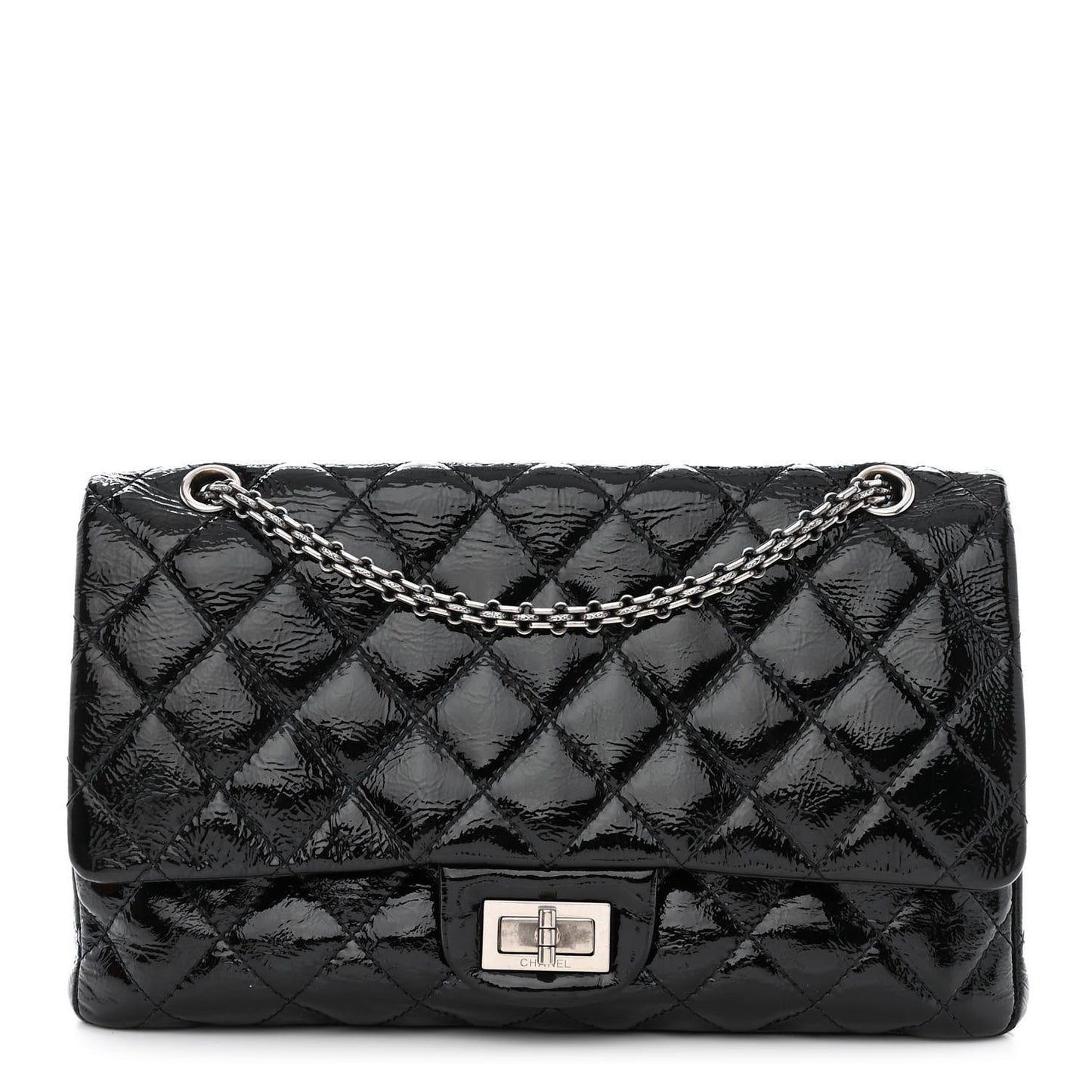 Distressed Patent Quilted 2.55 Reissue 227 Flap Black