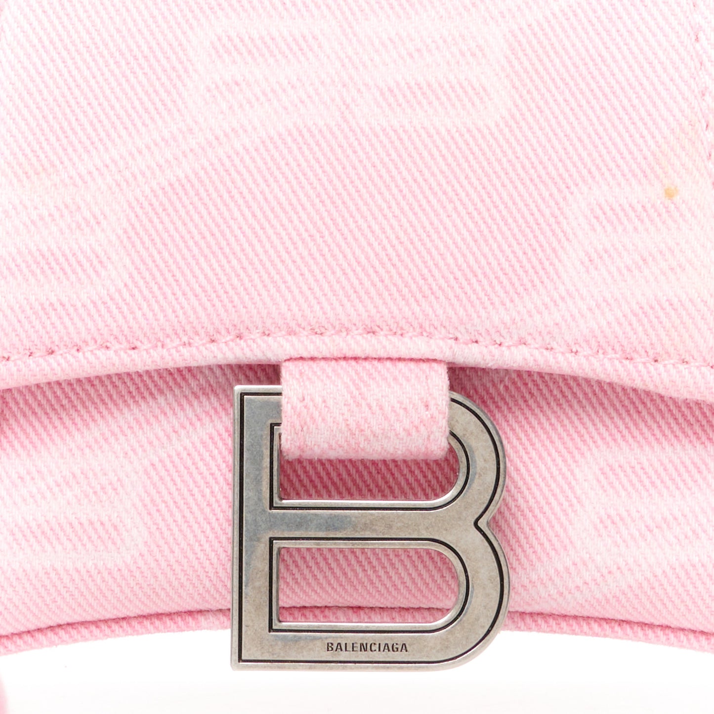 Washed Denim BB Monogram Hourglass Top Handle Bag XS Pink