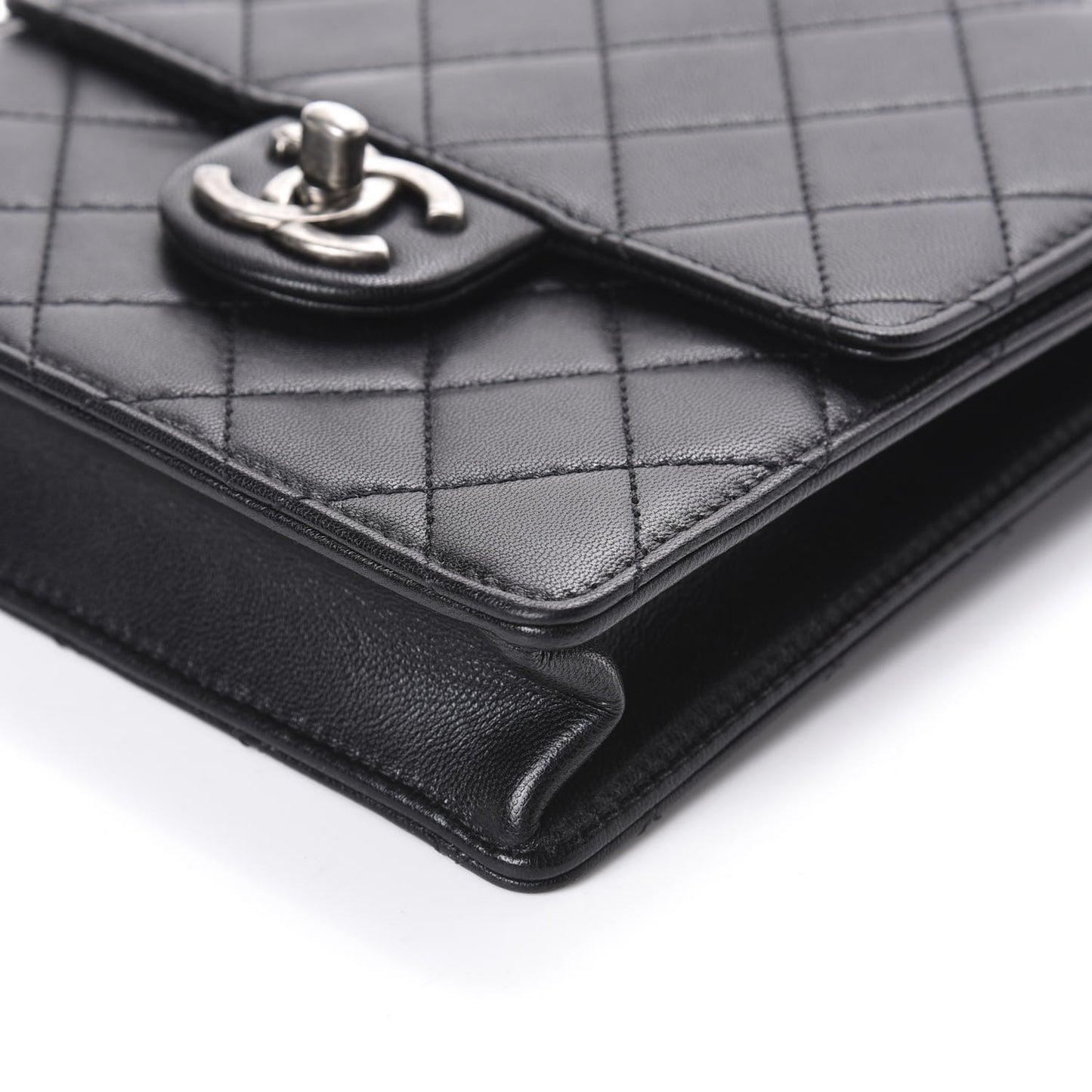 Goatskin Quilted Acrylic Beads Flap Black
