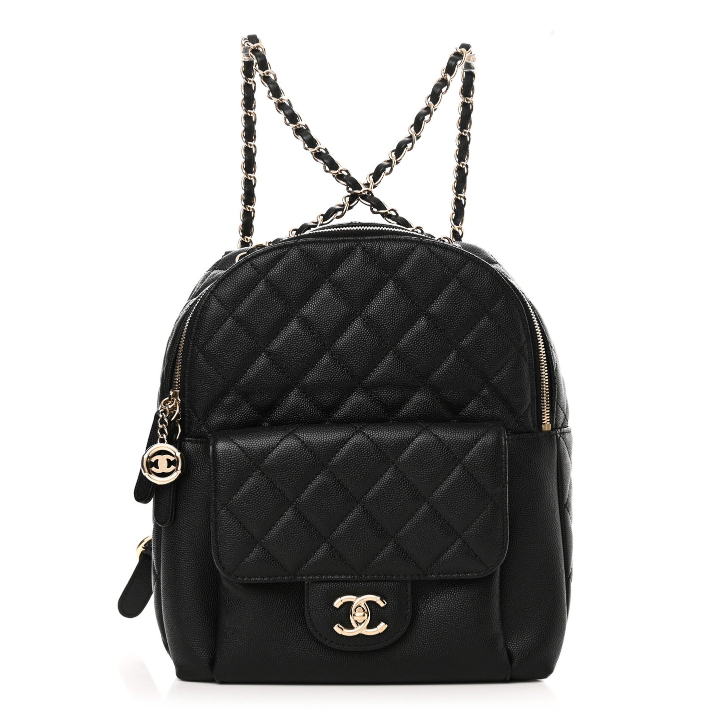 Caviar Quilted Medium Zip Around Backpack Black