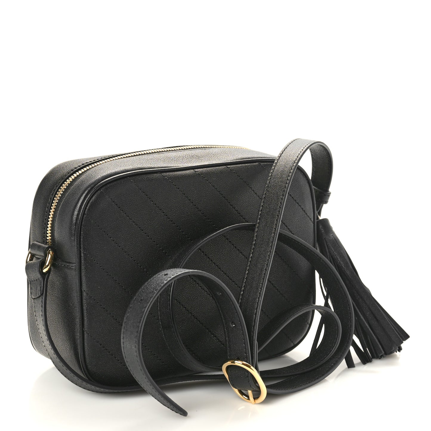 Sakai Be Green Calfskin Diagonal Stitched Small Blondie Shoulder Bag Black