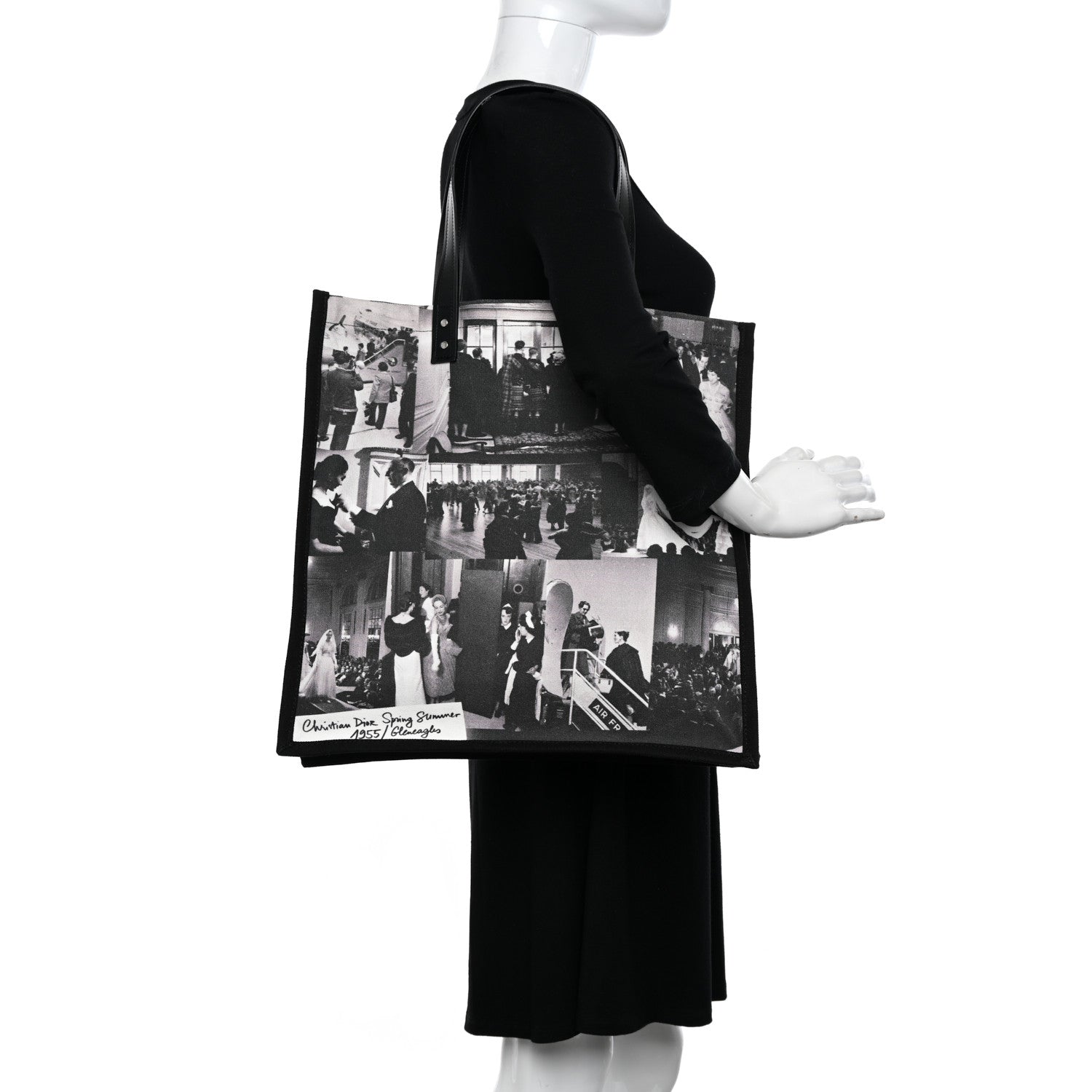 Christian Dior Canvas Print Cruise 2025 Scotland Tote Black White 2 of 13