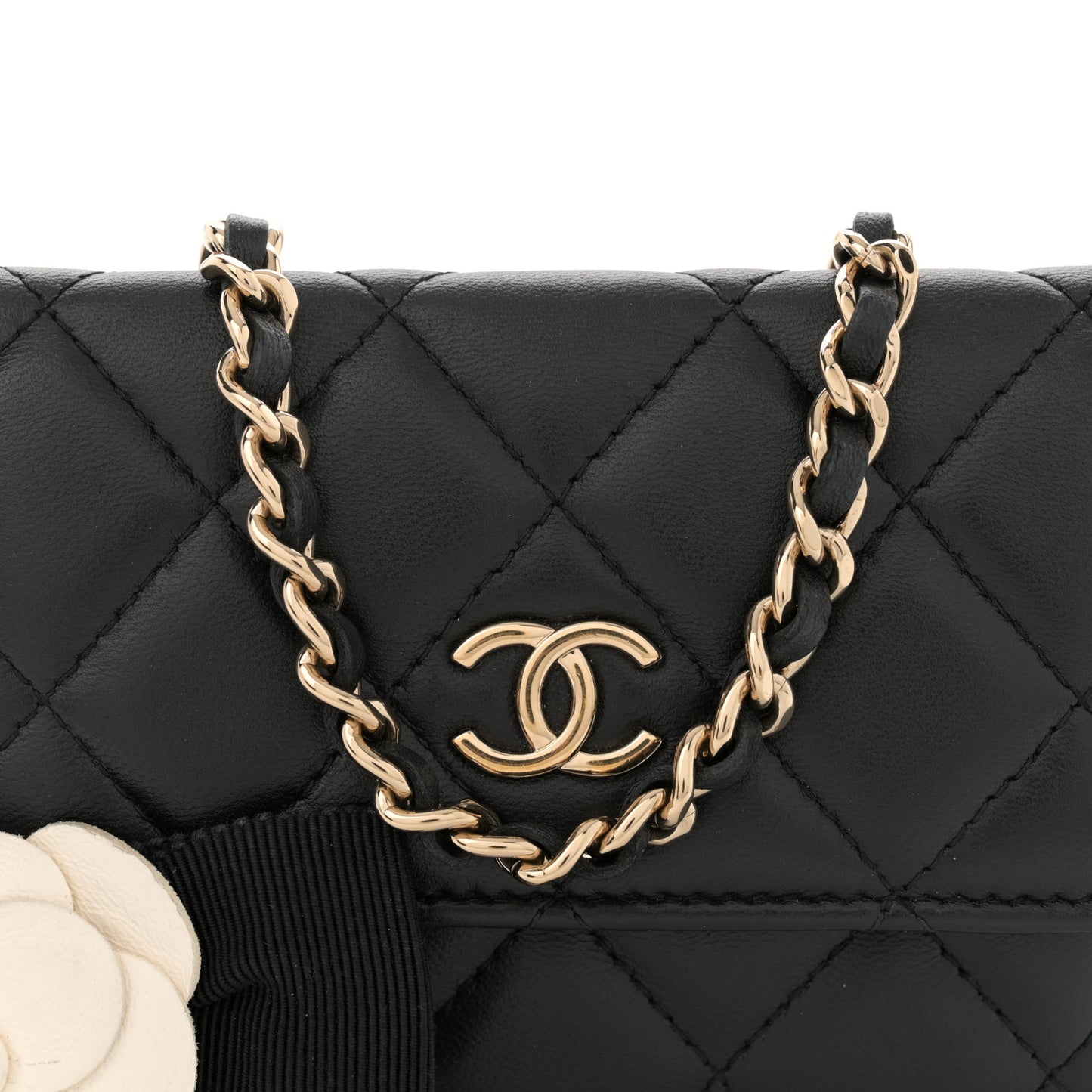 Lambskin Quilted My Chanel Lady Card Holder On Chain Black