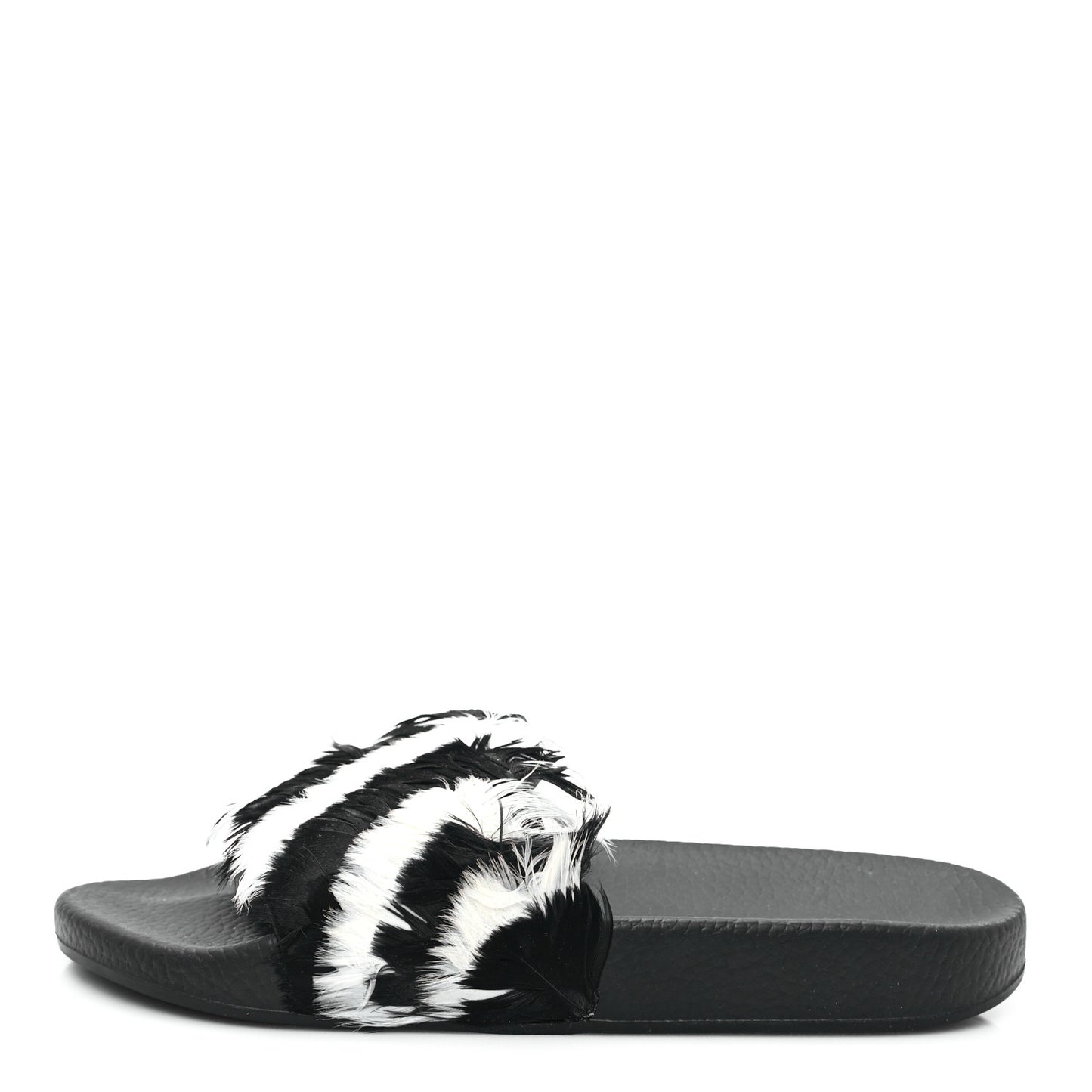 Rubber Feather Pool Slide Sandals 38 Black White