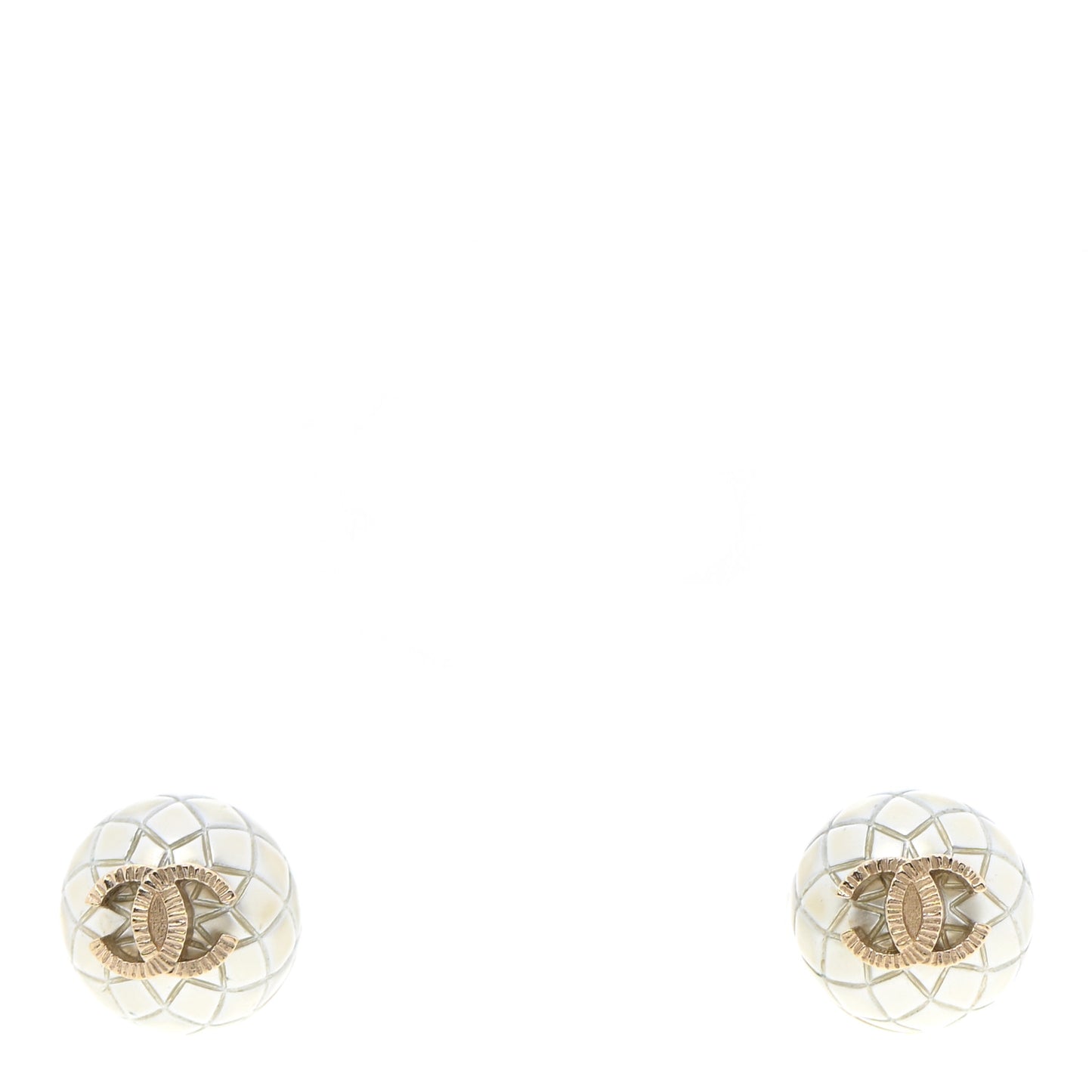Pearl Quilted CC Large Earrings Gold