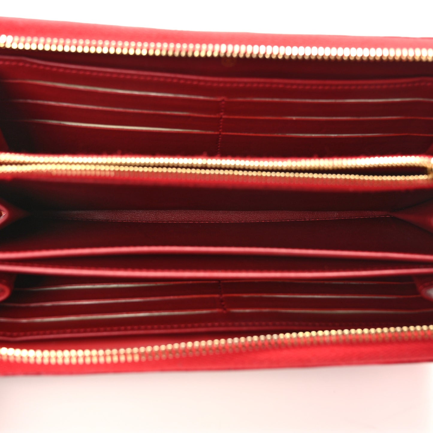 Alligator Large Gusset Zip Around Wallet Red