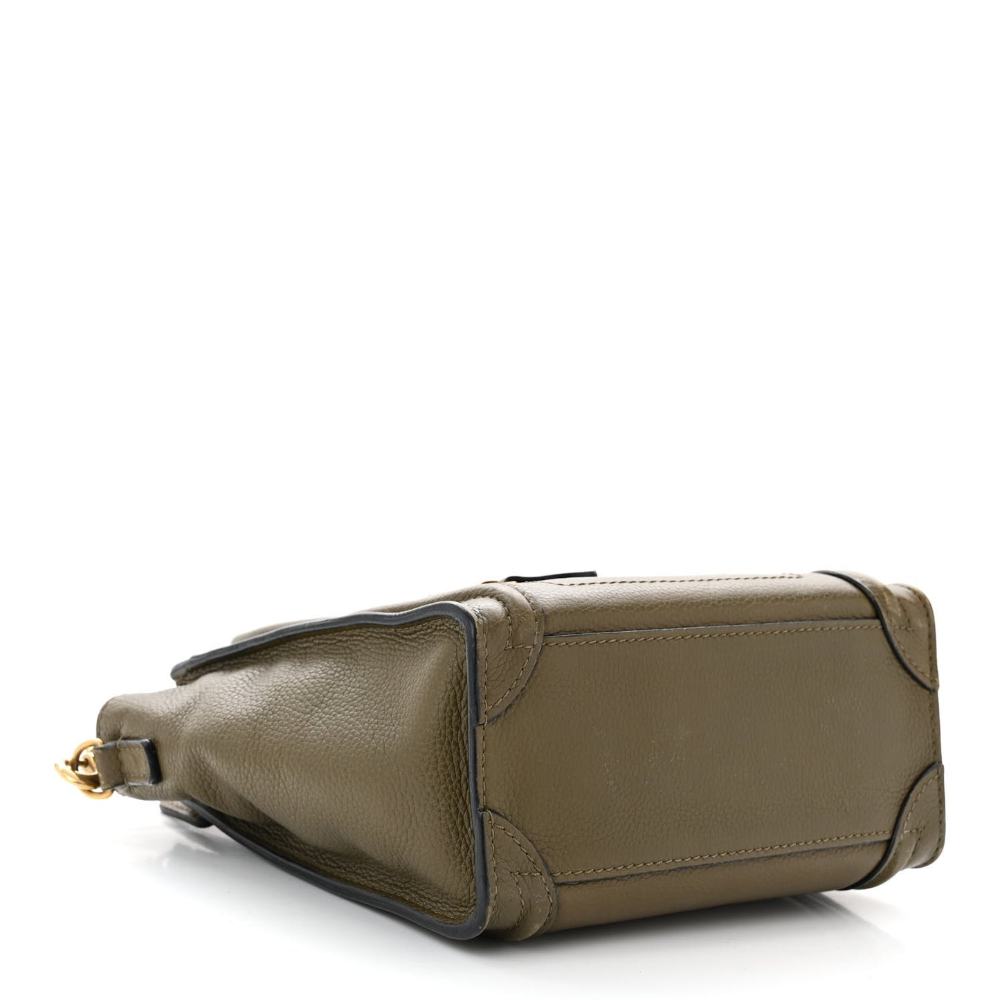 Drummed Calfskin Nano Luggage Dark Olive