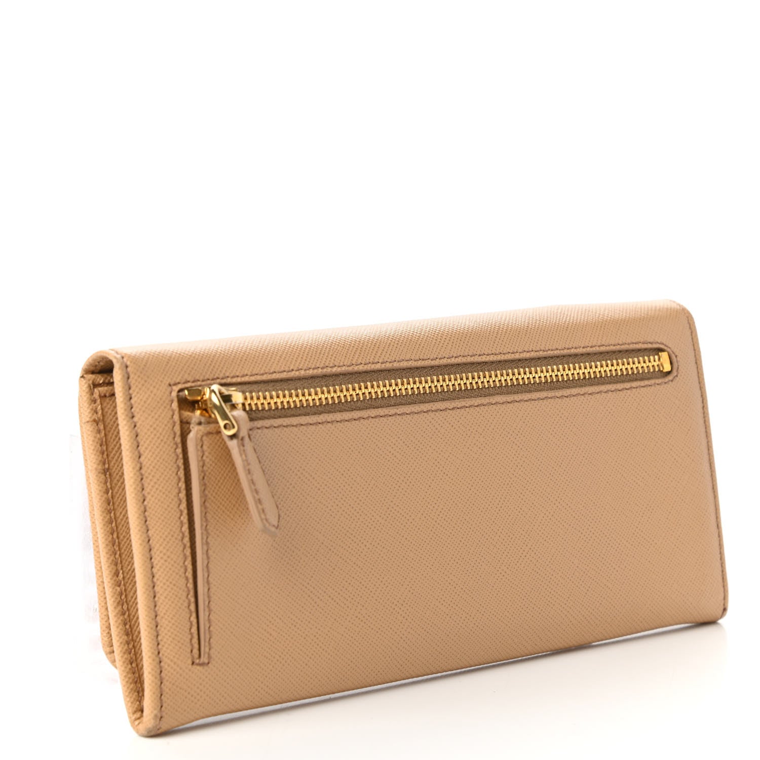 Prada Saffiano Metal Continental Flap Wallet Noisette 3 of 10