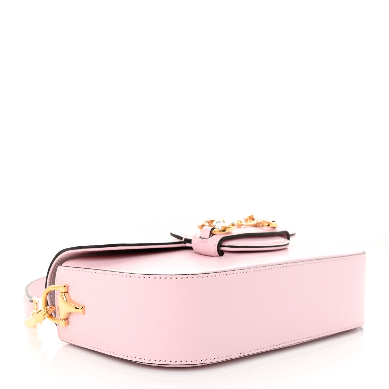 Gucci Azalea Calfskin Crystal Small Horsebit 1955 Chain Shoulder Bag Pink 4 of 11