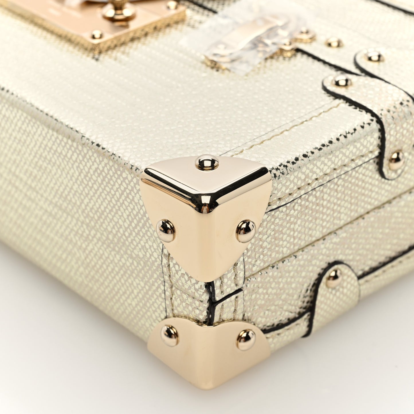 Metallic Lizard Petite Malle Silver