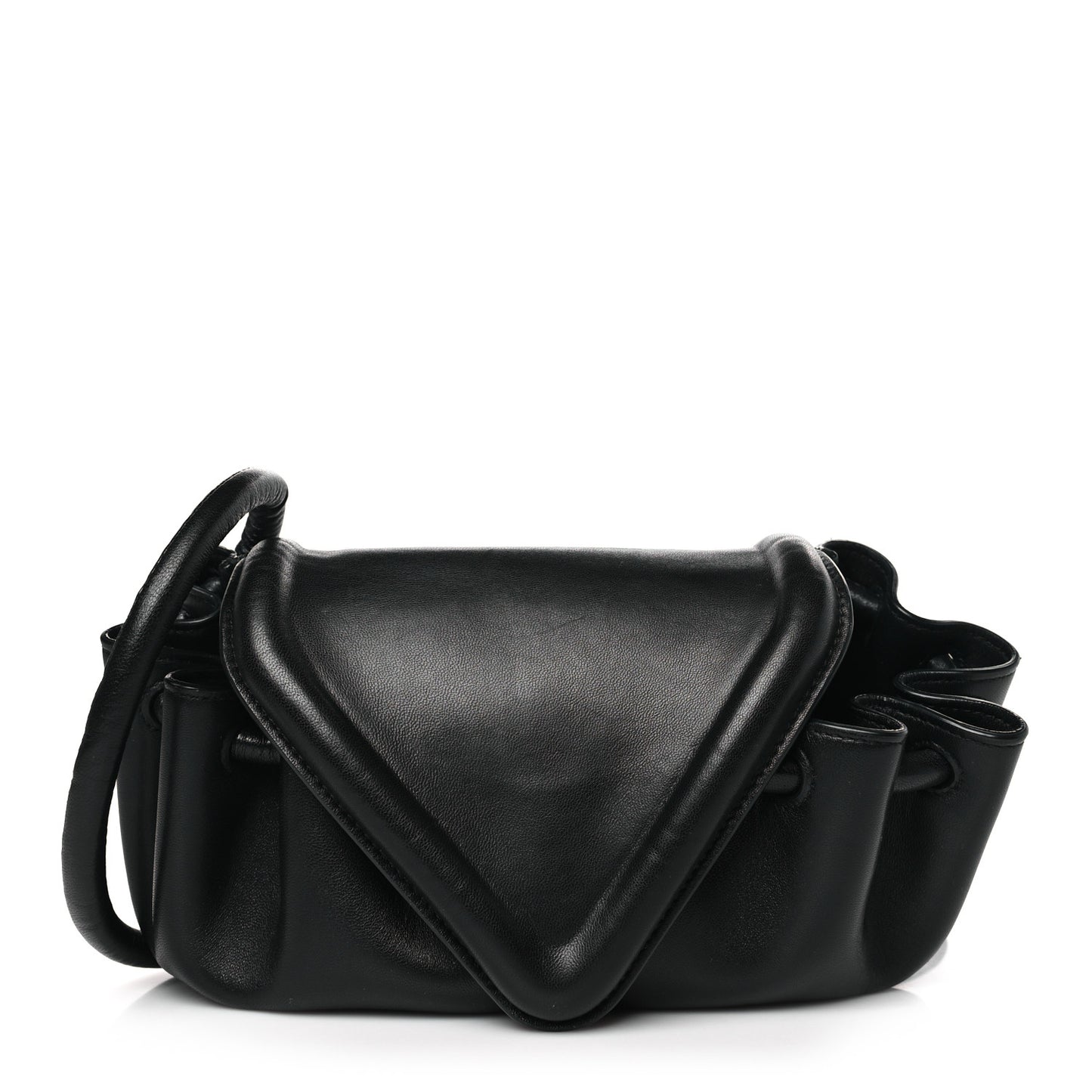 Lambskin Small Beak Triangle Flap Shoulder Bag Black