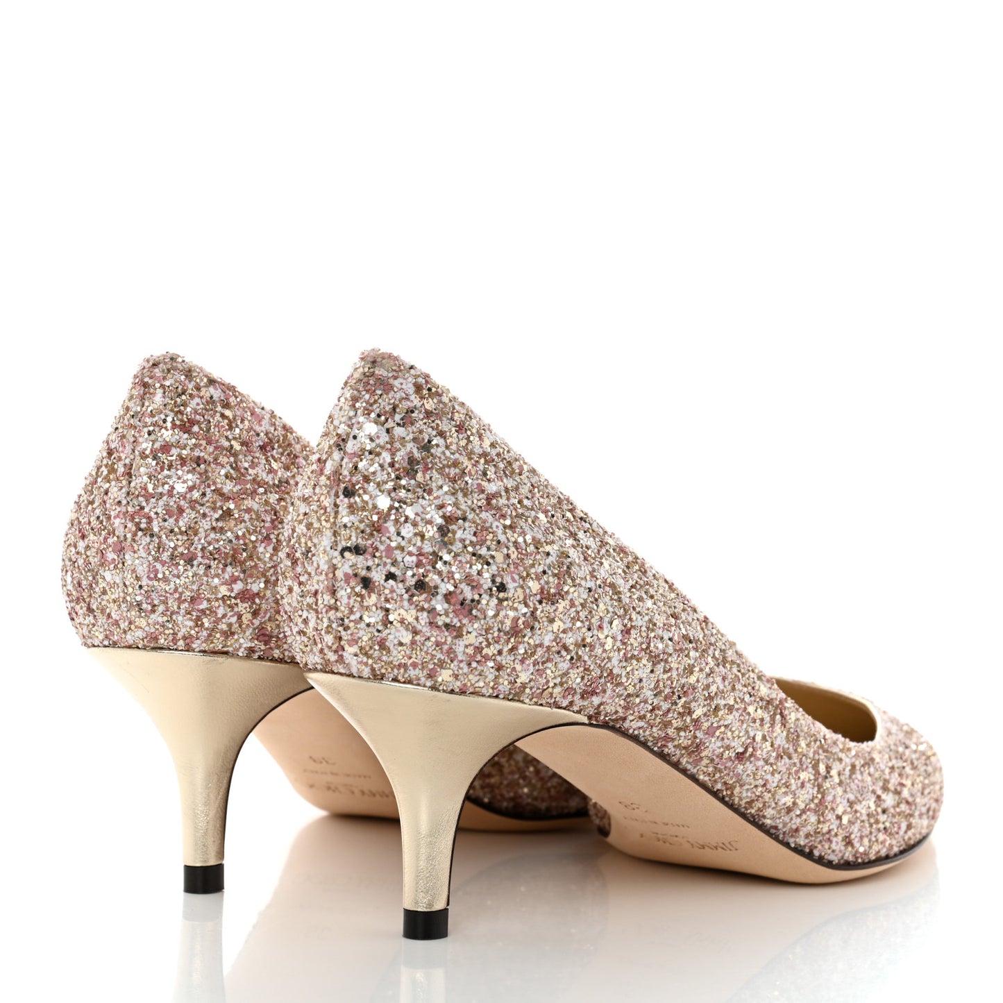 Glitter Pointy Toe Pumps 38 Pink