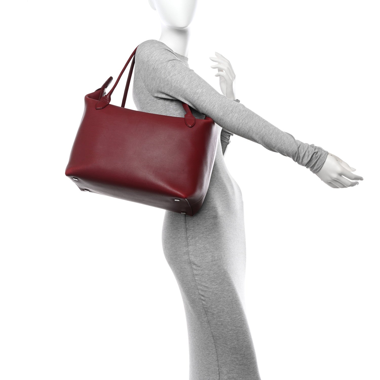 The Row Calfskin Lux Satchel Burgundy 2 of 11