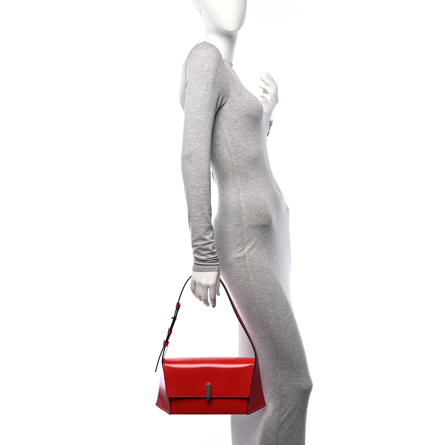 Brushed Calfskin Medium Geometric Prisma Shoulder Bag Flame Red
