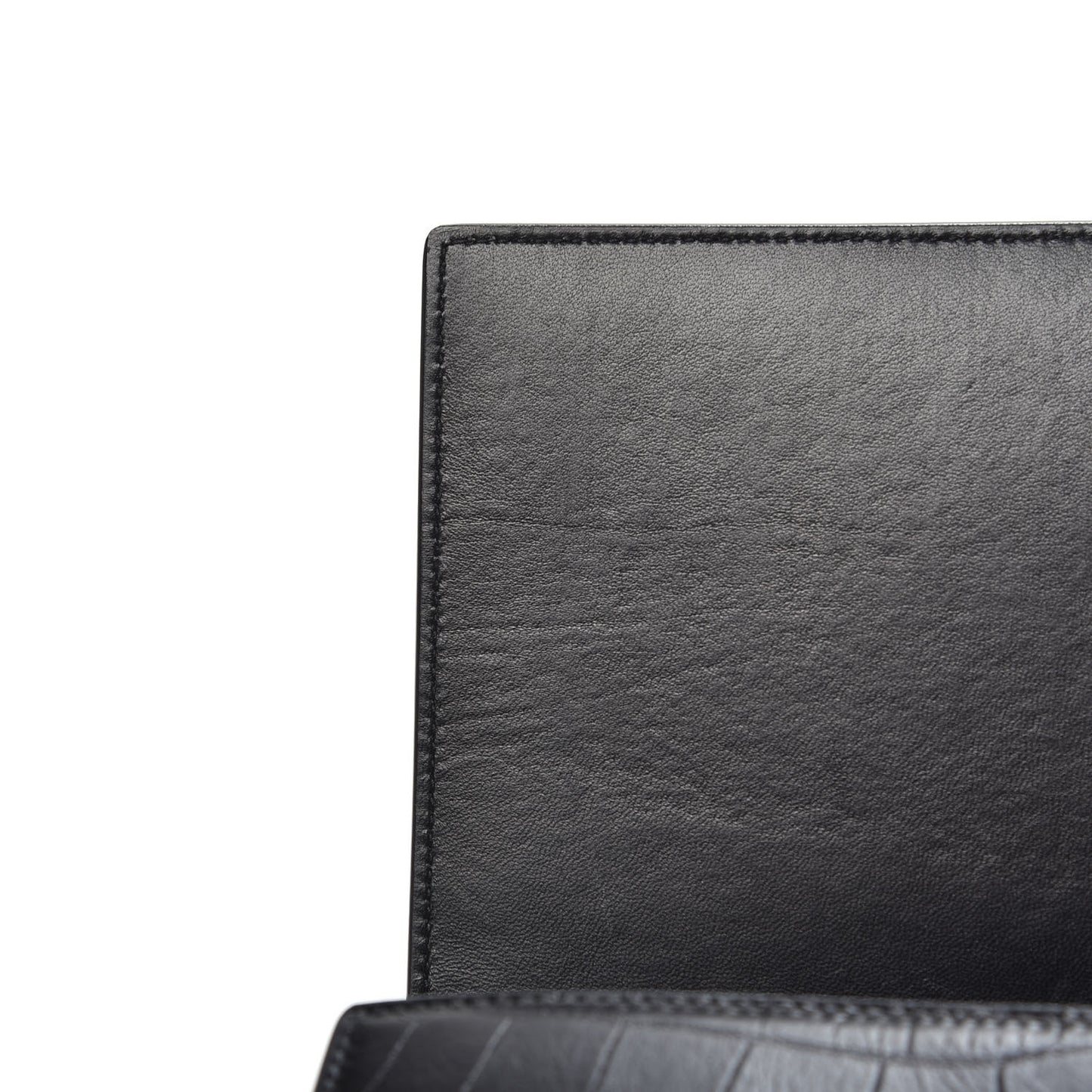 Crocodile Embossed Calfskin Monogram Chain Wallet Black