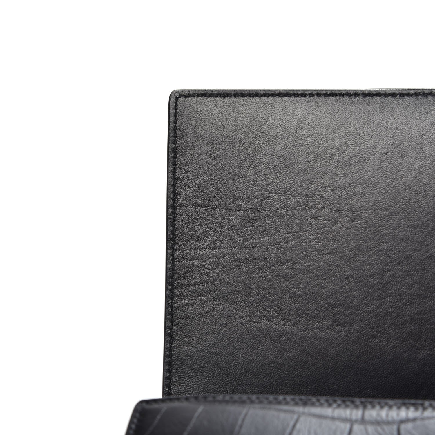 Saint Laurent Crocodile Embossed Calfskin Monogram Chain Wallet Black 10 of 10