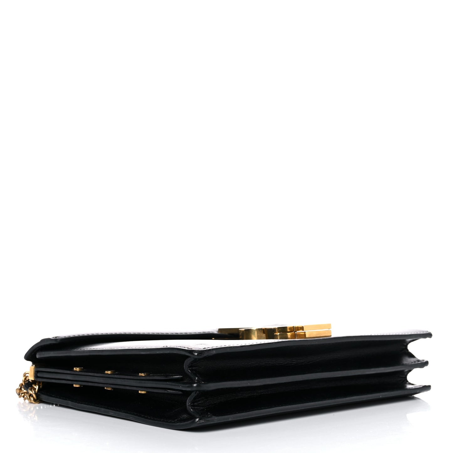 Smooth Calfskin Monogram Cassandra Clasp Bag Black