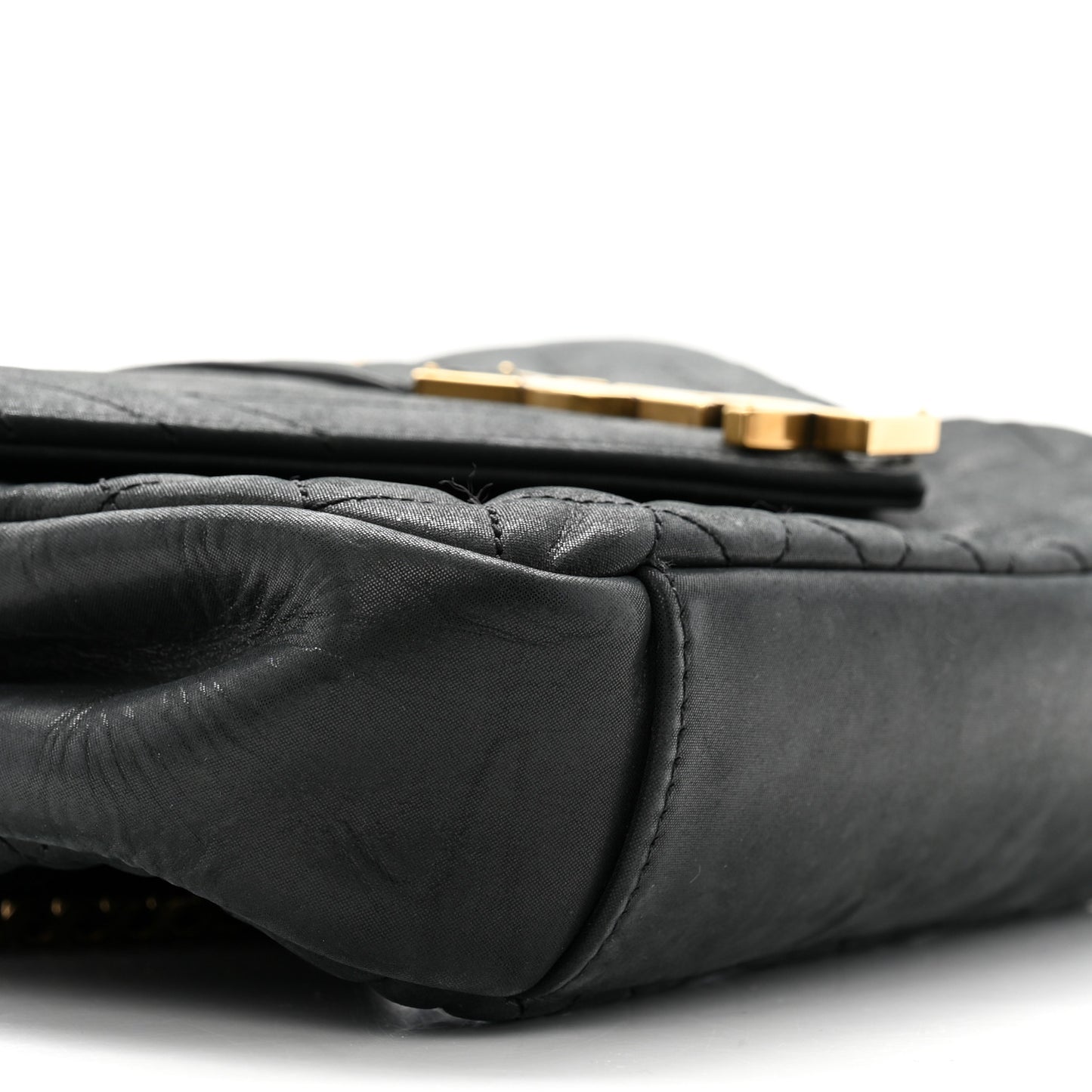 Calfskin Mixed Matelasse Triquilt Small Monogram Satchel Black