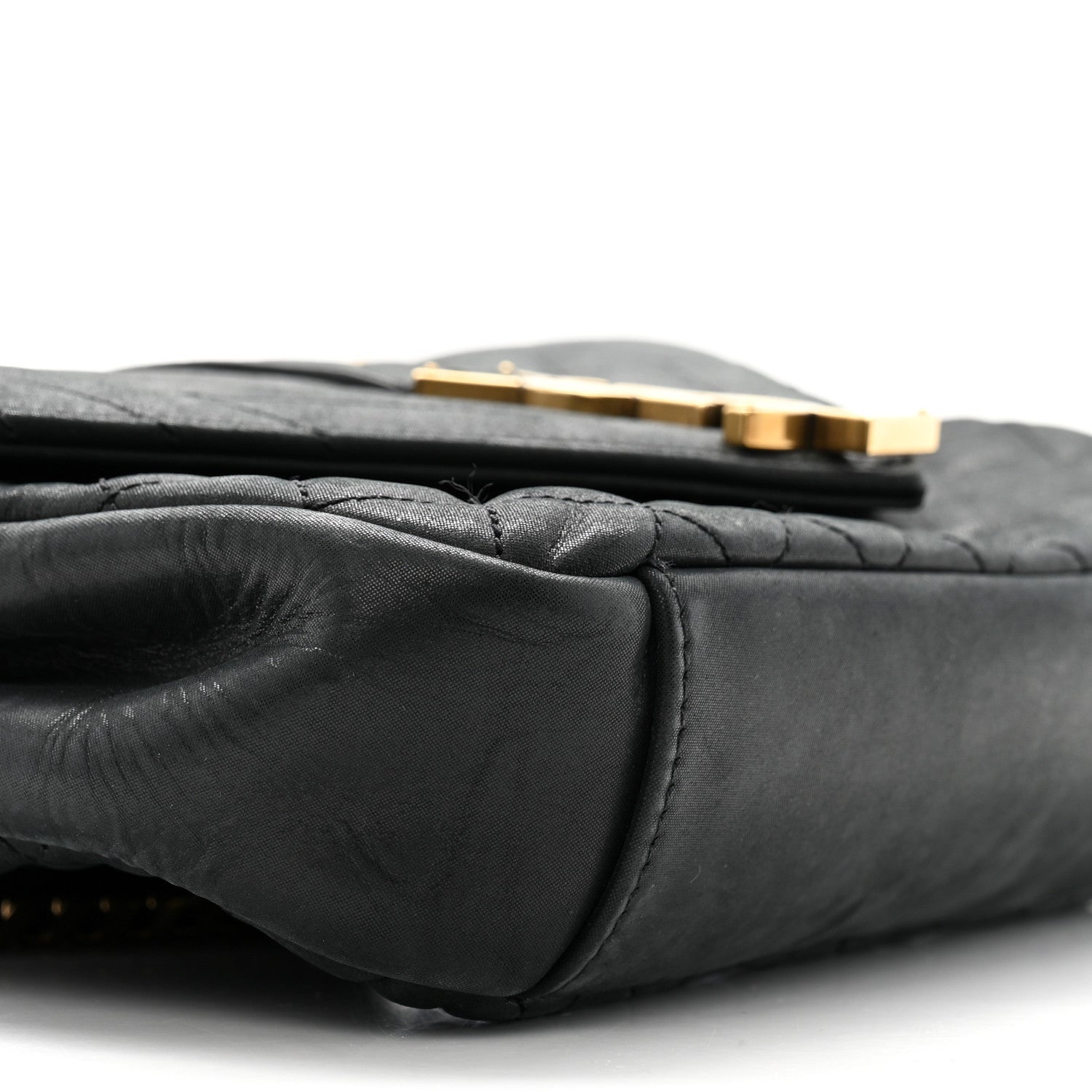 Saint Laurent Calfskin Mixed Matelasse Triquilt Small Monogram Satchel Black 9 of 14