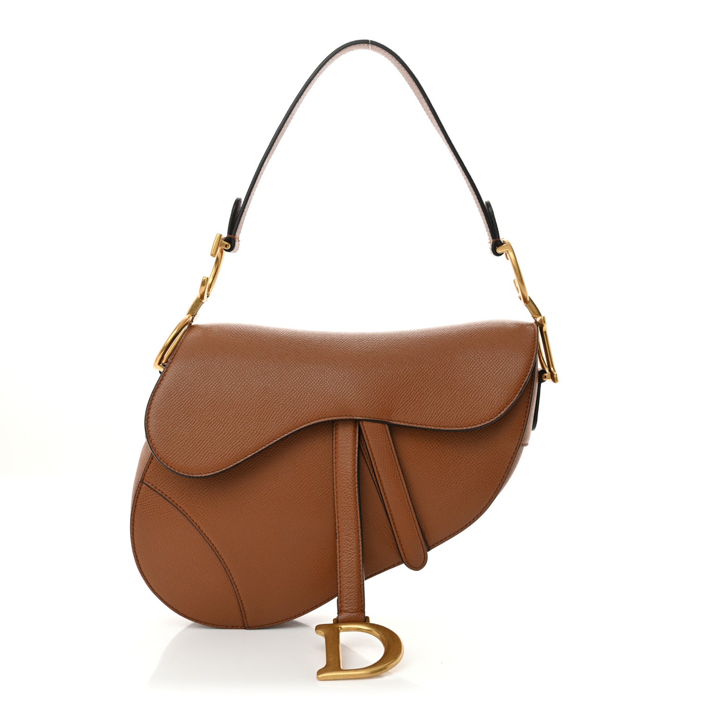 Grained Calfskin Saddle Bag Camello