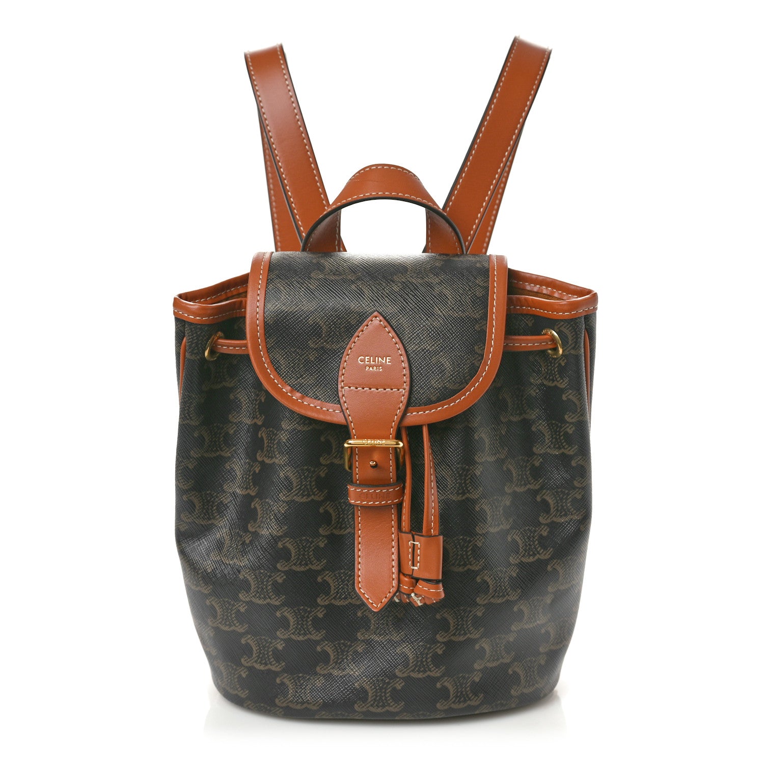 Celine Triomphe Canvas Calfskin Mini Folco Backpack Tan 1 of 8