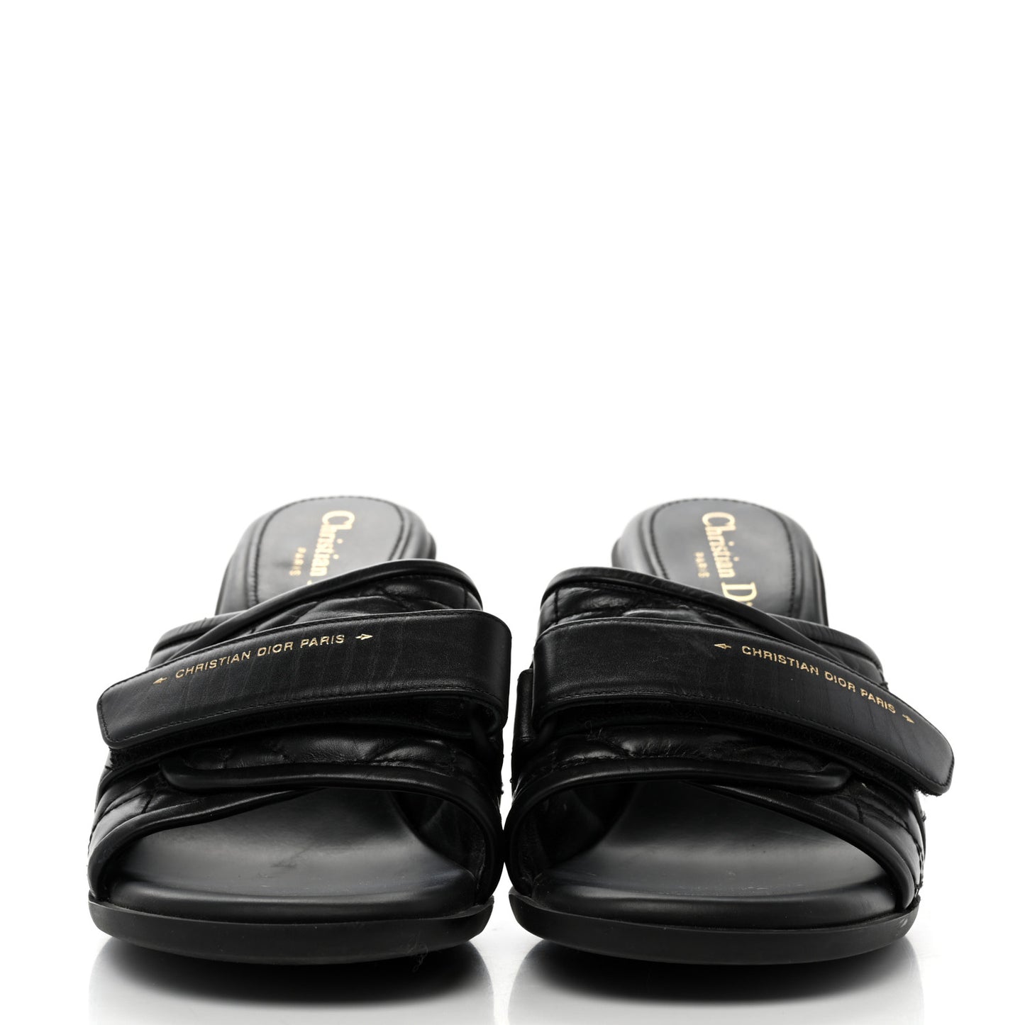 Calfskin Cannage Quilted Dio(r)evolution 80mm Slide Sandals 39 Black
