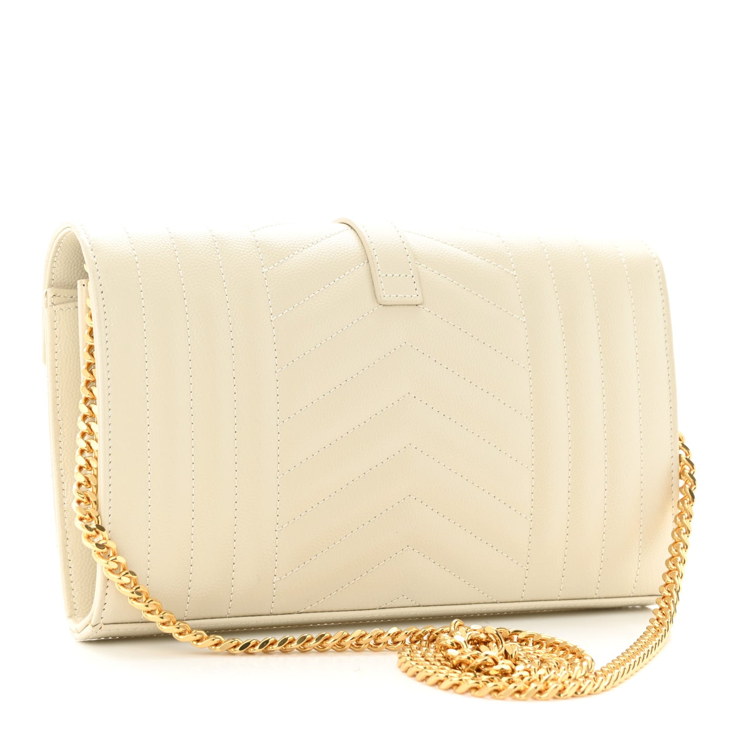 Grain De Poudre Mixed Matelasse Triquilt Monogram Chain Wallet Crema Soft