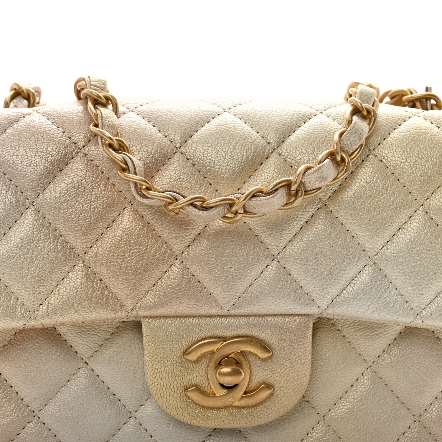 Chanel Metallic Goatskin Quilted Mini Rectangular Flap Gold 8 of 12