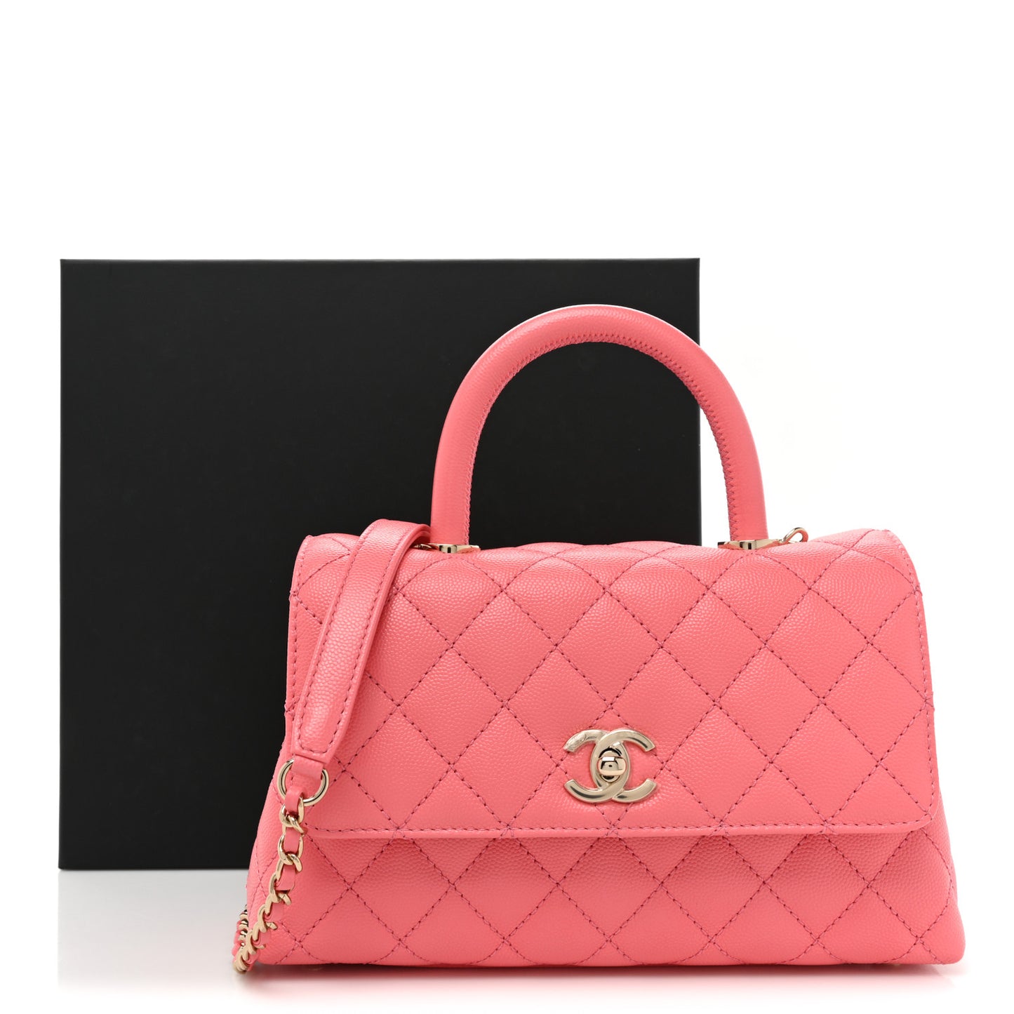 Caviar Quilted Mini Coco Handle Flap Pink