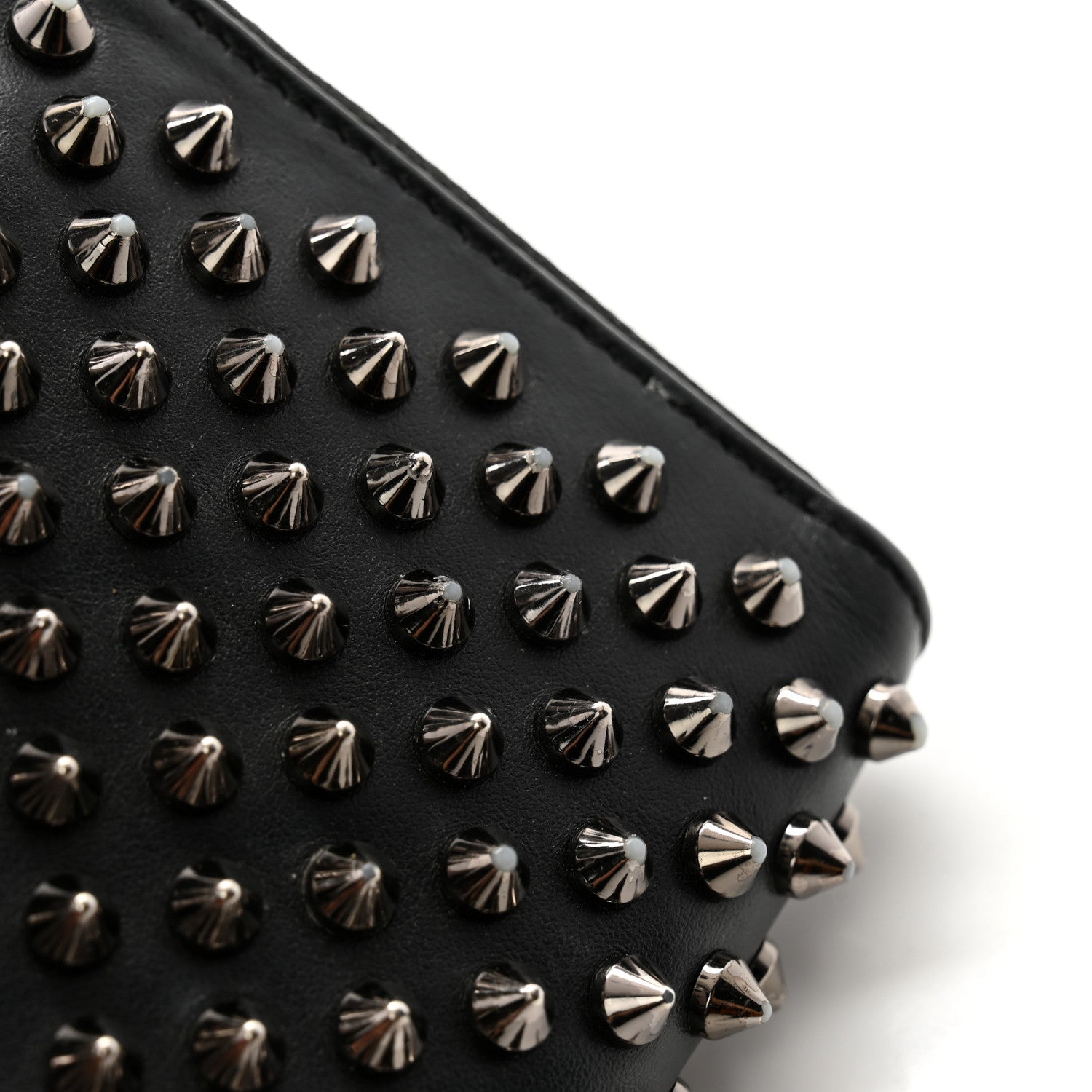 Christian Louboutin Calfskin Panettone Spiked Zip Around Wallet Black 13 of 13
