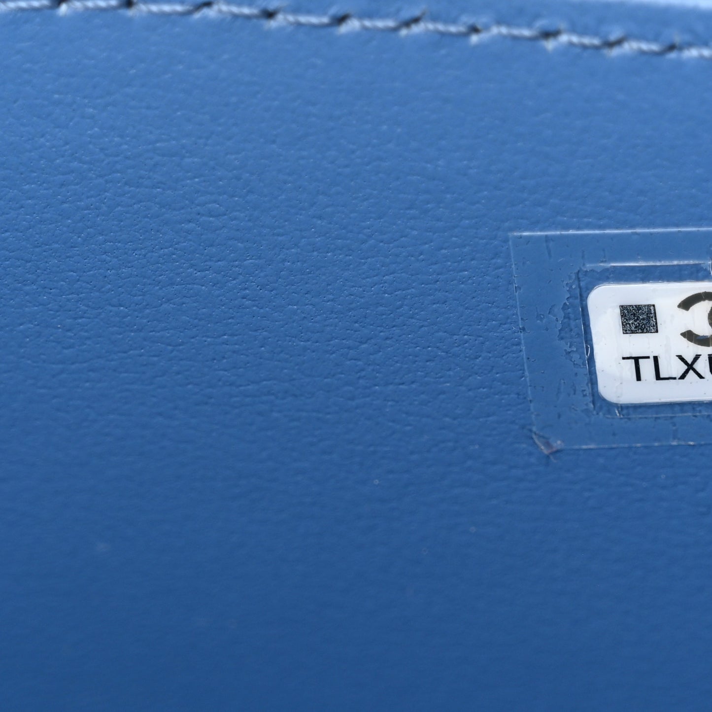 Denim Quilted Sweetheart Small Vanity Case With Chain Blue