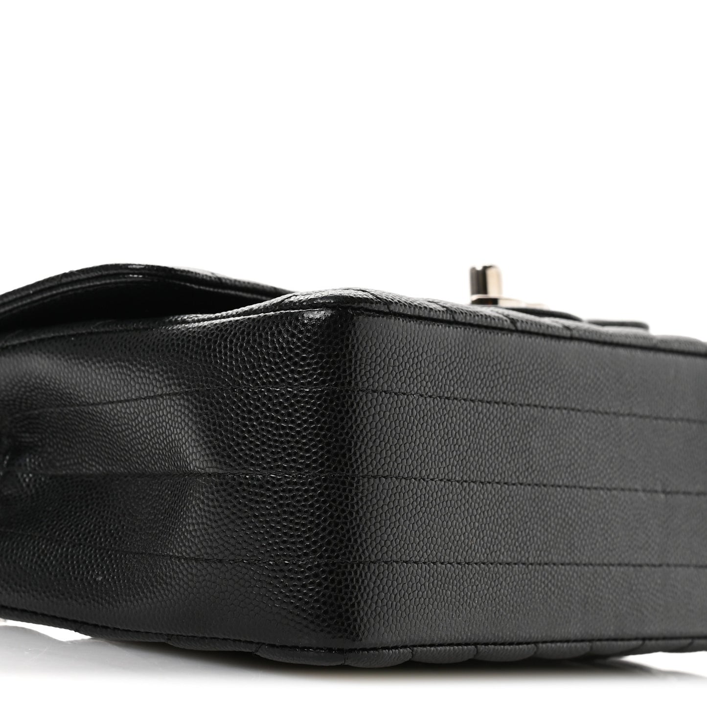 Caviar Chevron Quilted Mini Rectangular Flap Black