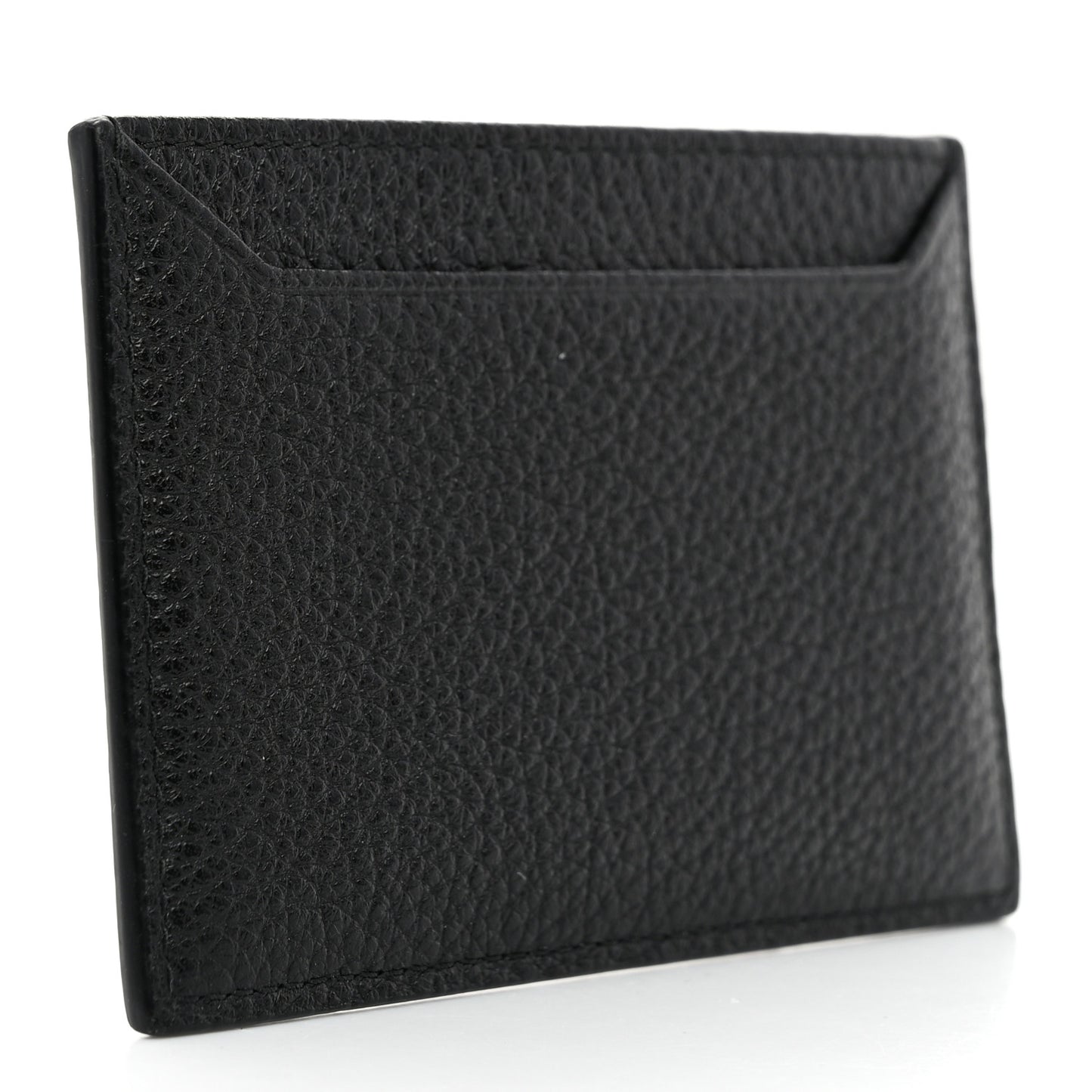 Vitello Grain Metal Card Holder Black
