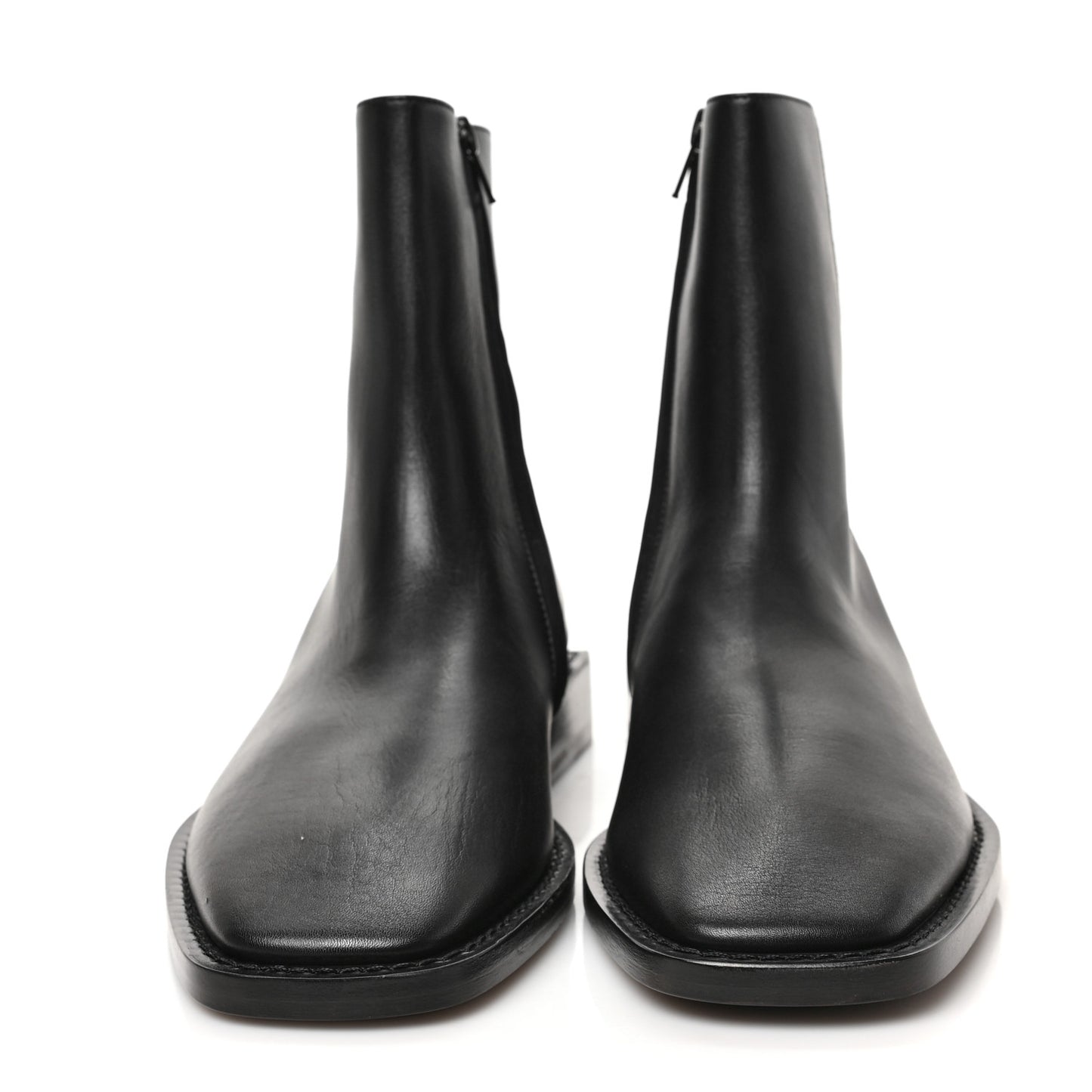 Calfskin Soft Rim Ankle Booties 38 Black