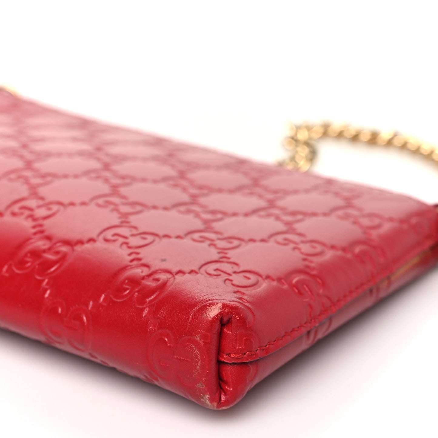 Guccissima Signature Wrist Wallet Hibiscus Red