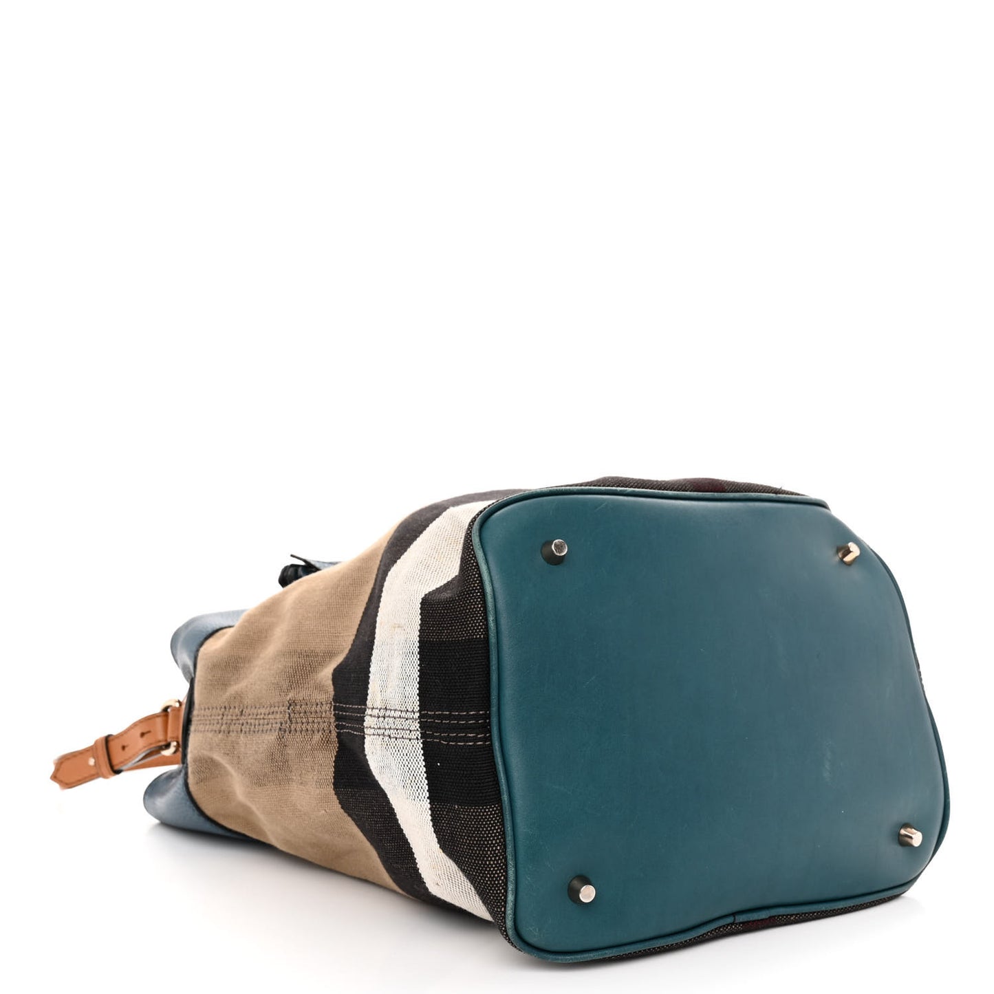 Grainy Calfskin Canvas Mega Check Medium Ashby Tassel Hobo Blue