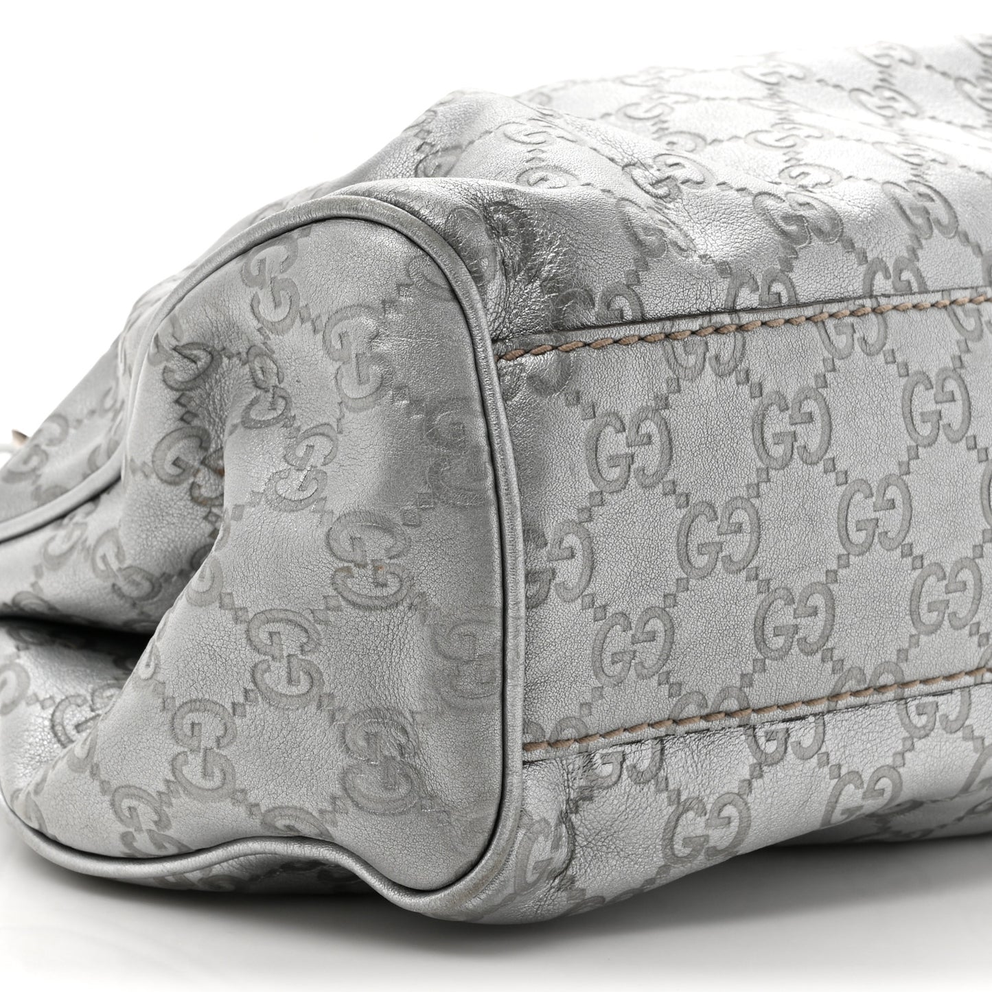 Metallic Guccissima Medium Sukey Tote Silver