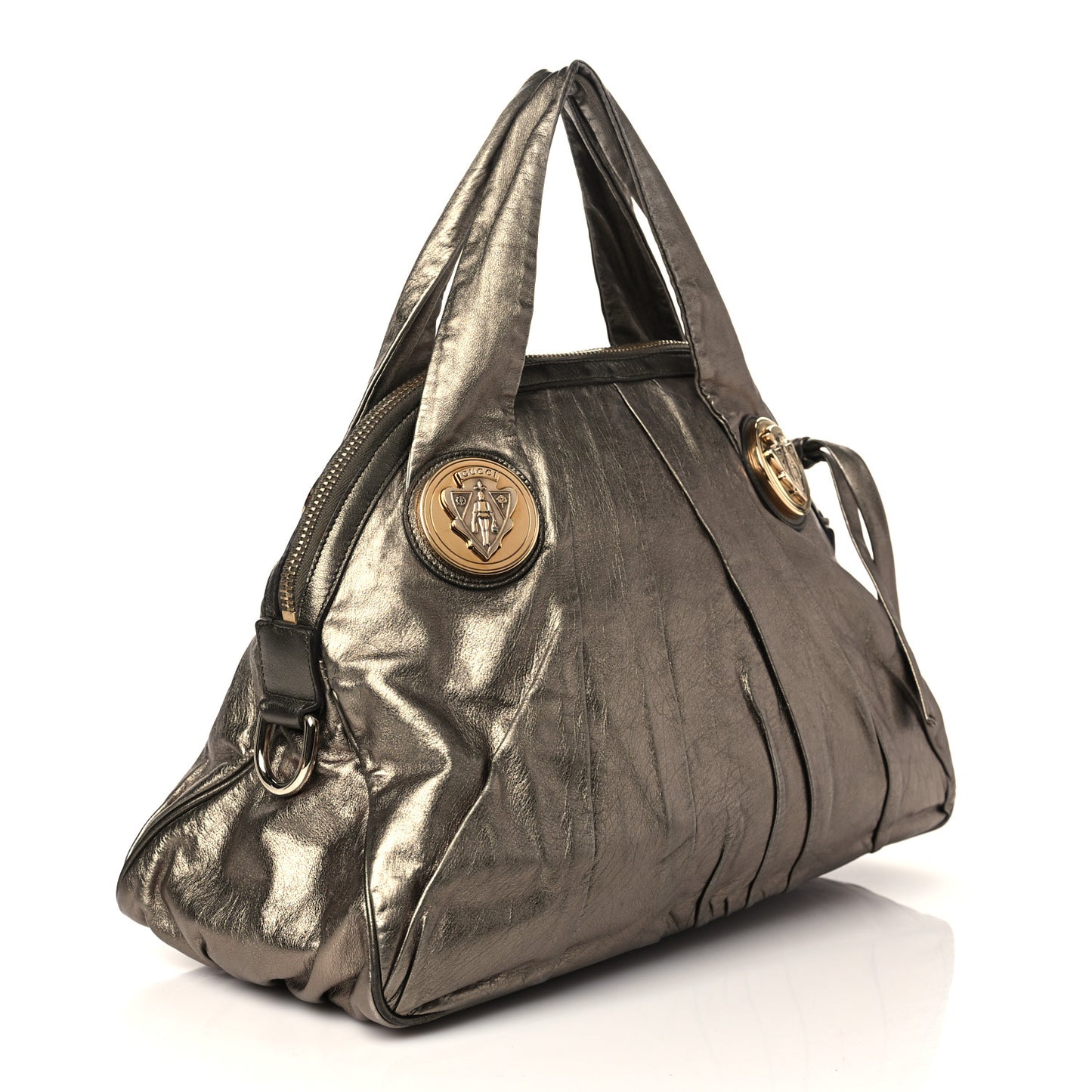 Metallic Calfskin Medium Hysteria Top Handle Bag Gold