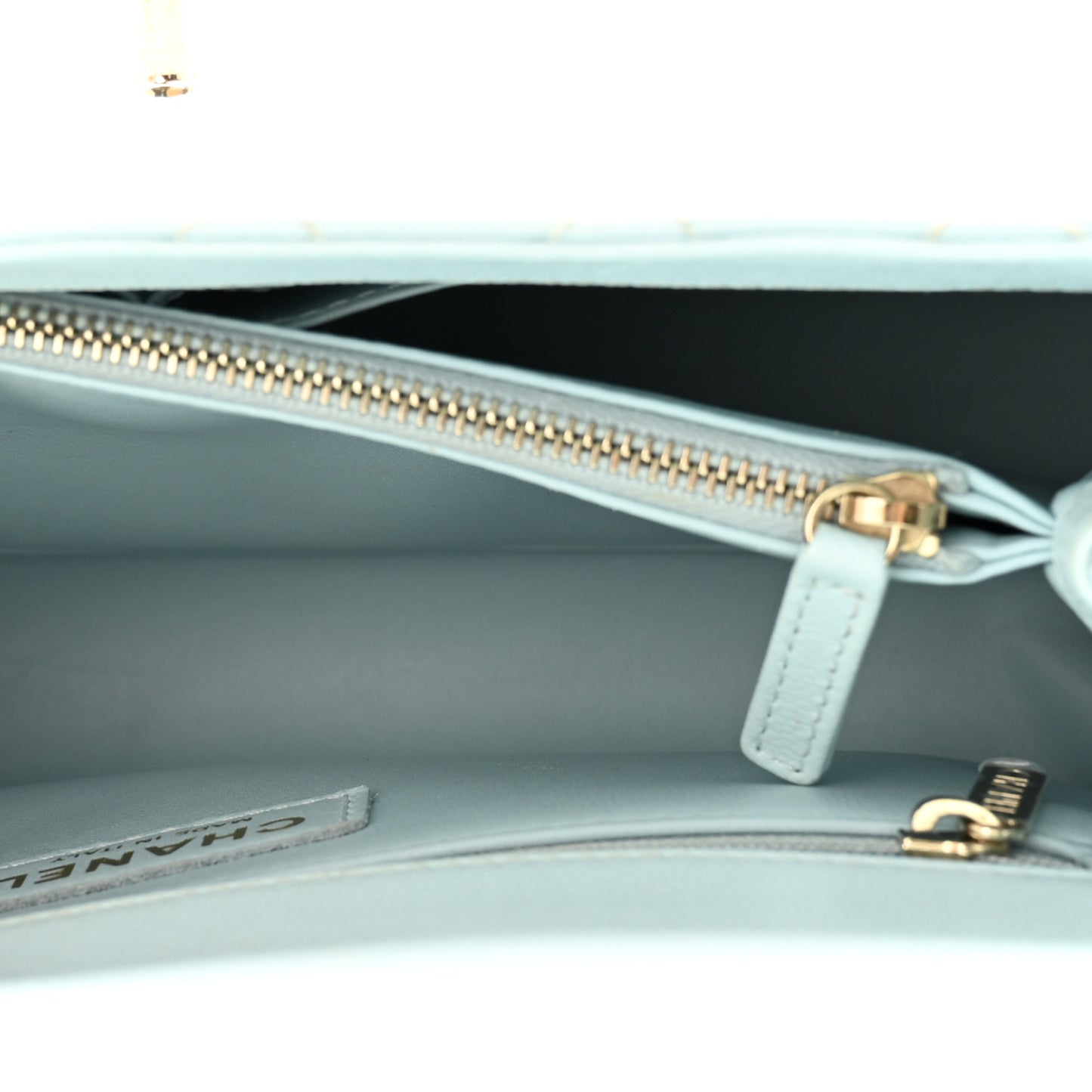 Caviar Quilted Small Coco Handle Flap Light Blue