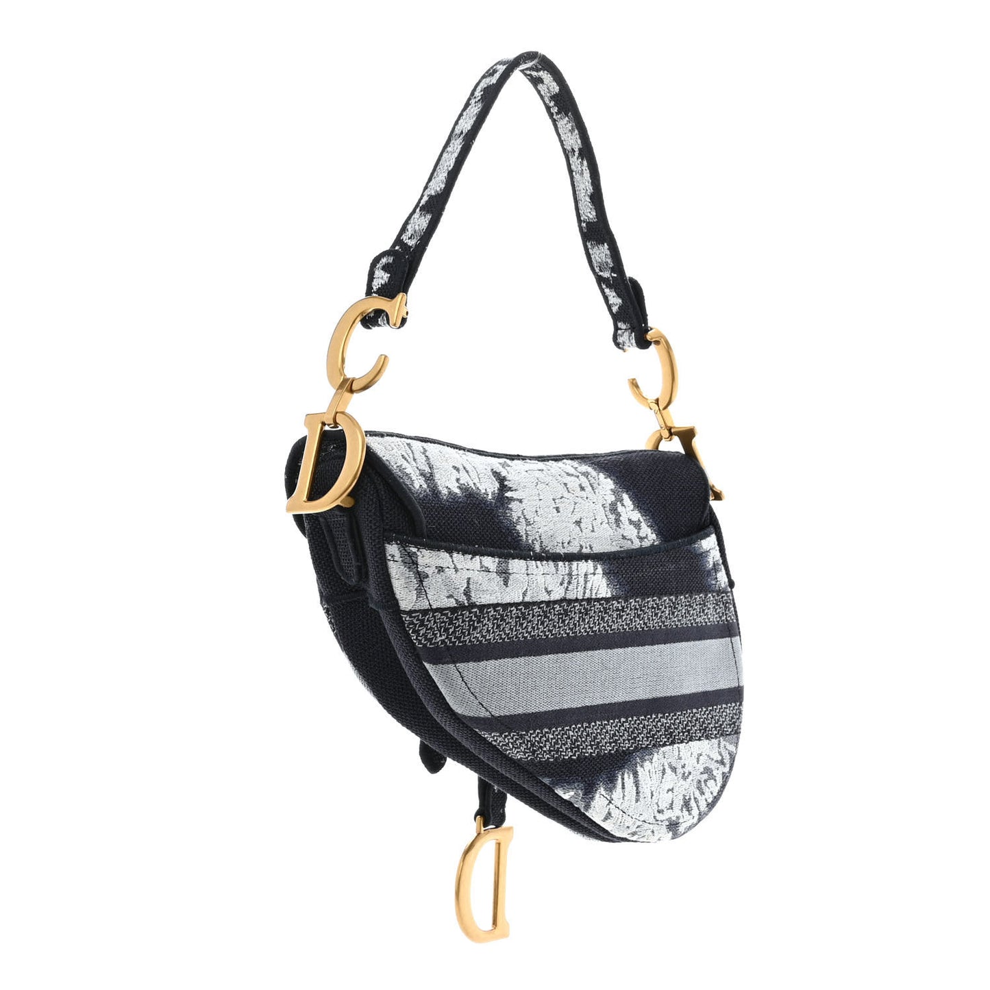 Canvas Embroidered Tie Dye Saddle Bag Blue Multicolor