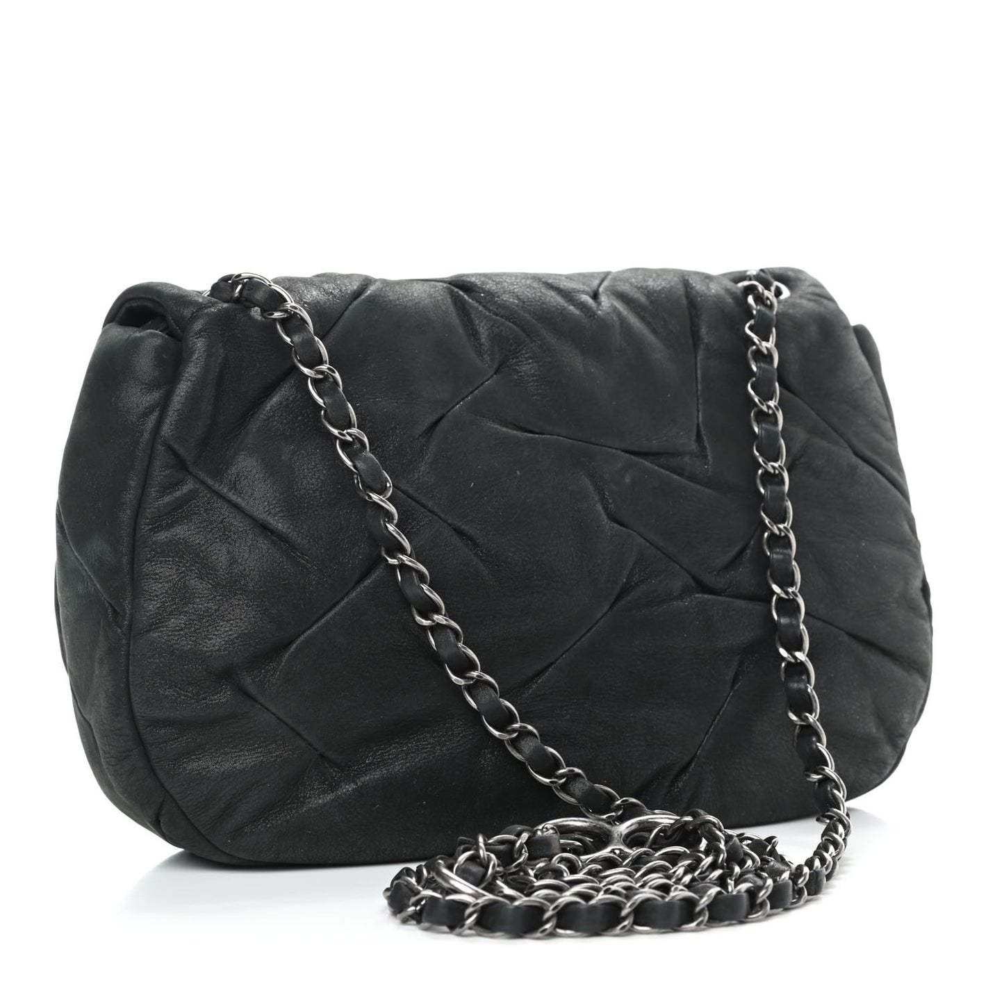 Iridescent Calfskin Glint Flap Black